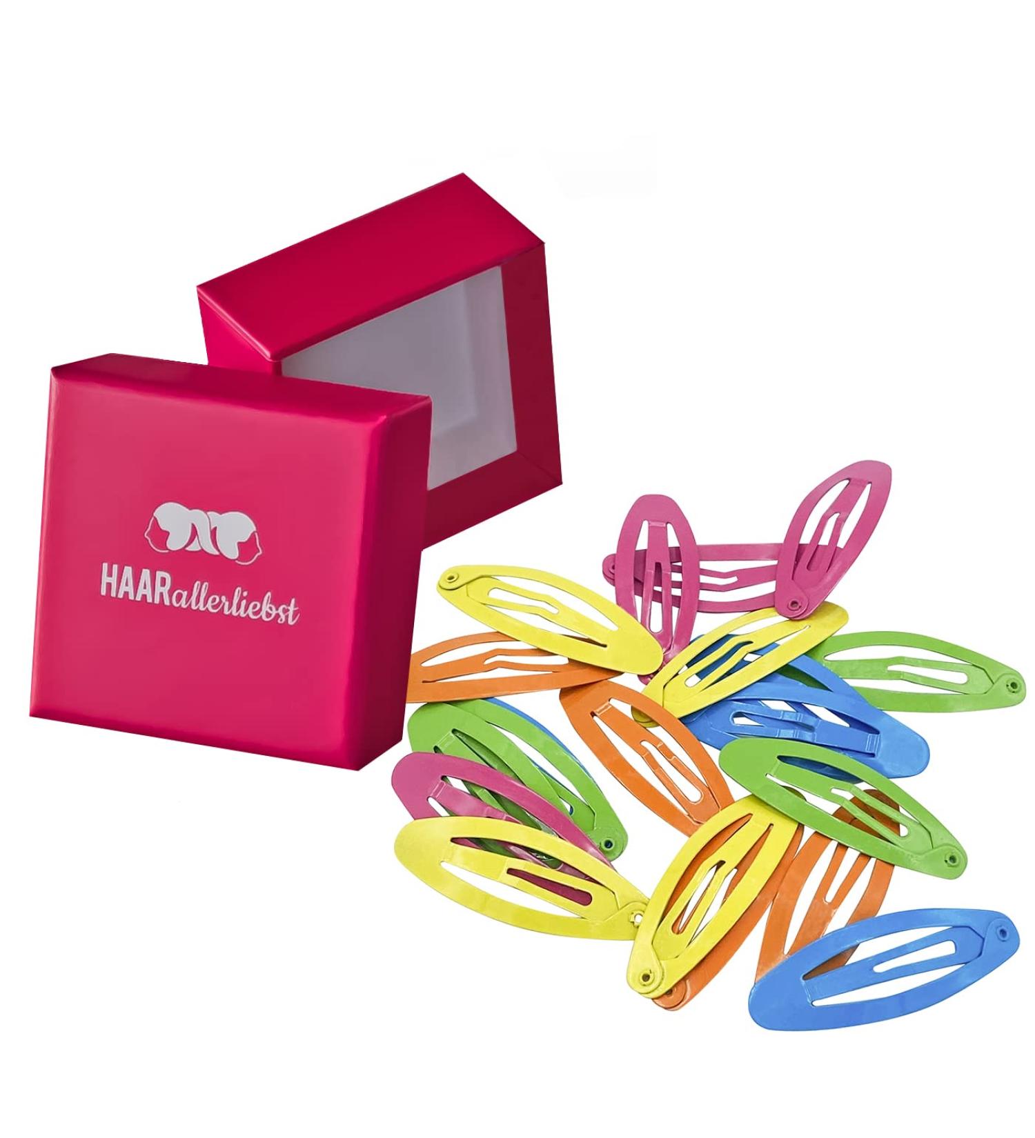 Buy HAARallerliebst Colorful Oval Hair Clips for Girls (20 Pieces | 4.8 cm) - Includes Pink Storage Box | International Shipping Available - Buy Online on GoSupps.com
