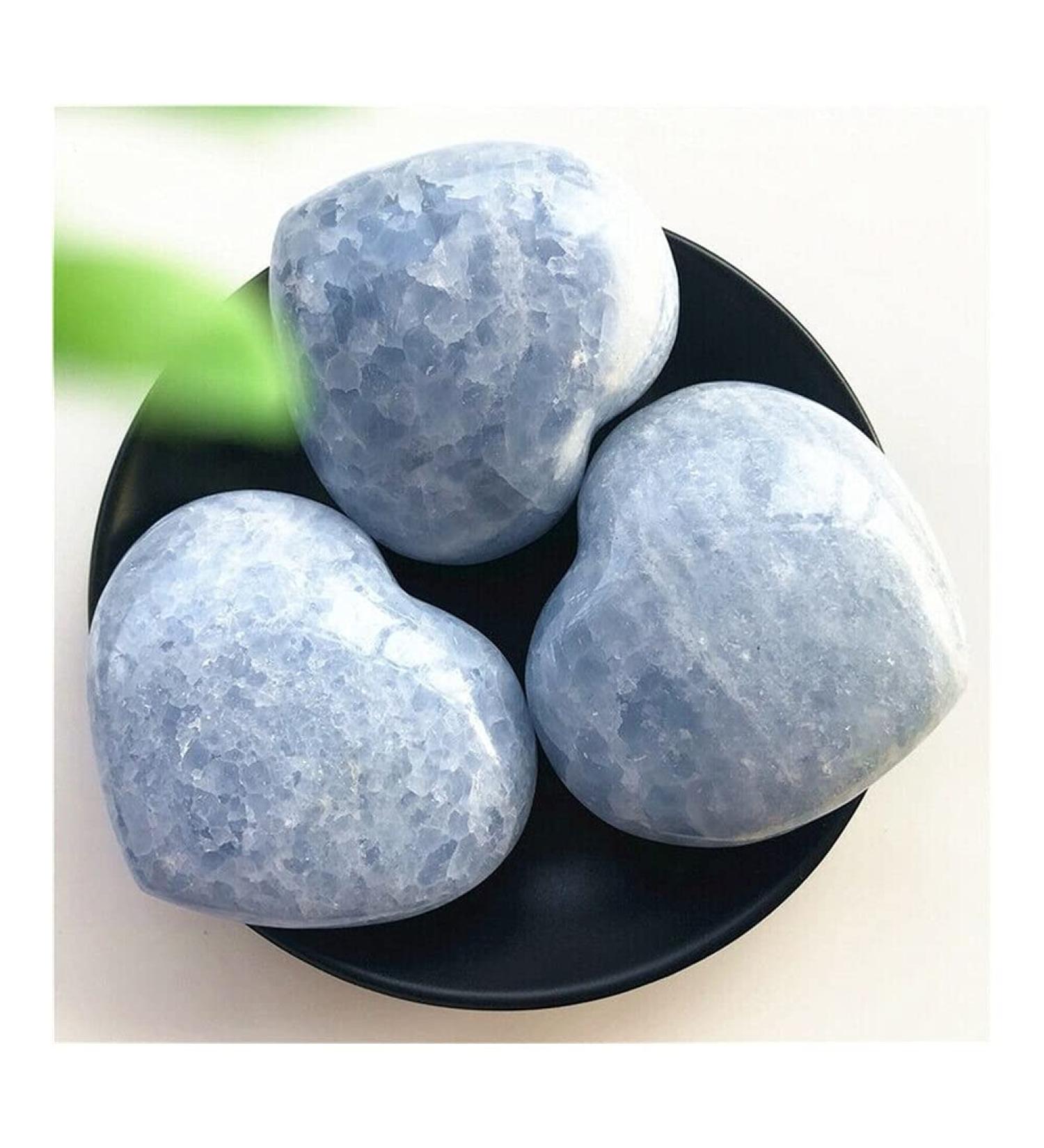 Natural Blue Celestite Stone Heart Quartz Crystal Gemstone Decor Household yuebang - Buy Online on GoSupps.com