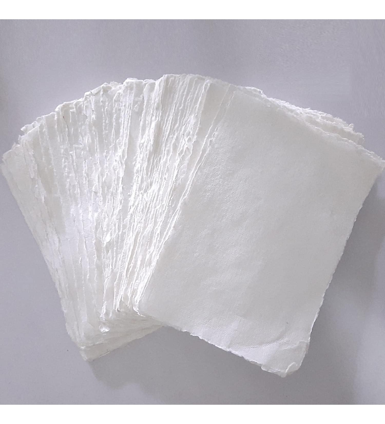 E-Tailor Handmade Cotton Deckle Edge Paper Sheets 130GSM Ivory White 5x7 - Pack of 20 - Buy Online on GoSupps.com
