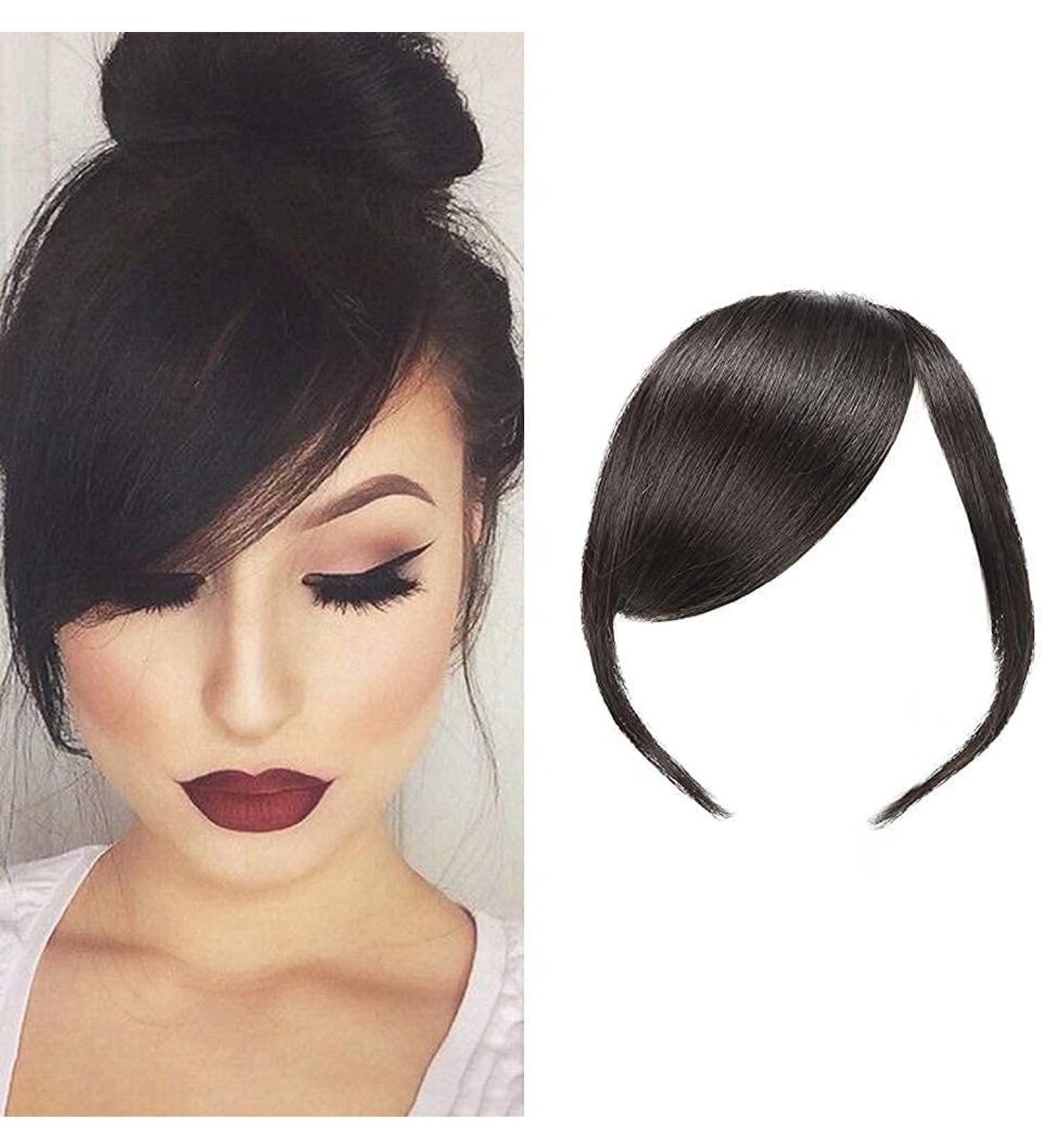 100% Real Hair Thick Side Pony Clip-In Extensions | Natural Black Straight Fringes - Buy Online on GoSupps.com