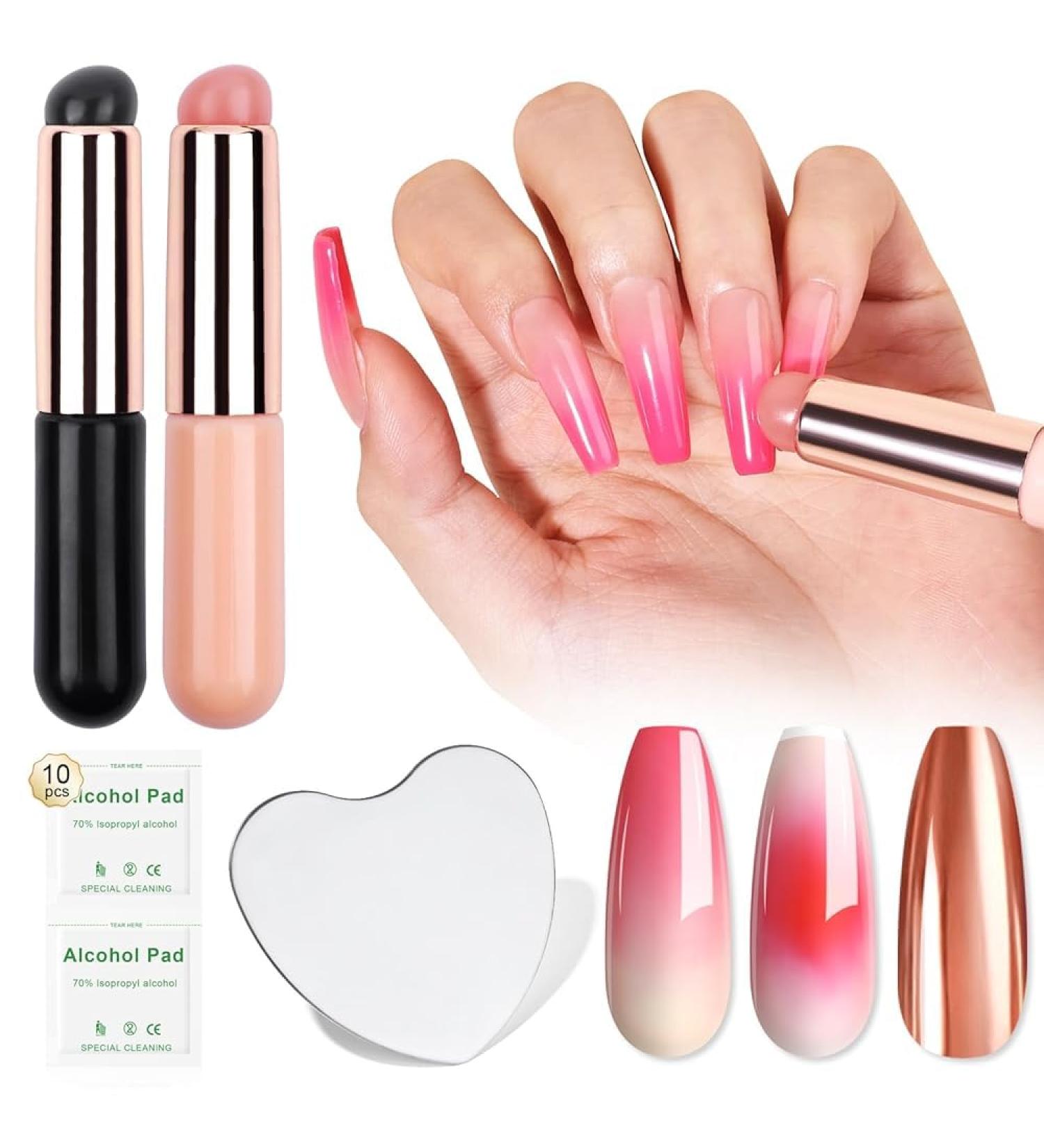 SAVILAND 2PCS Silicone Nail Brush Set - Reusable Chrome Applicator for Ombre Aura Nails & Gradient Nail Art - Perfect for Beginners - Buy Online on GoSupps.com
