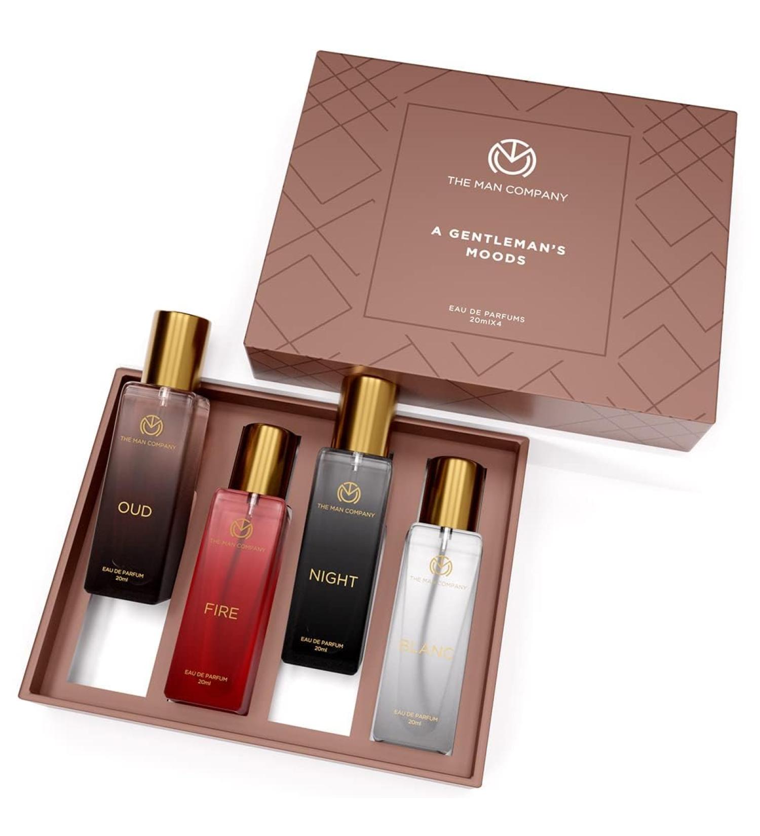 Specially Curated Perfume Gift Set For Men- 4x20ml Premium Long-Lasting Luxury Eau De Parfum Night For Date Blanc For Office Fire For Party Oud For Outing - Buy Online on GoSupps.com