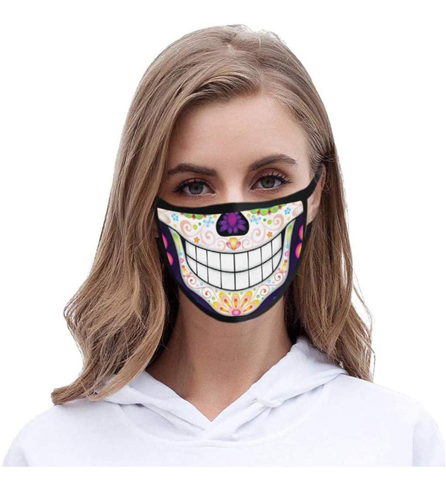 ZLUU 1PC Halloween Adults Protective Face Mask Personalized Patterns Face Cover Safe Skin Friendly Face Sheild Washable Reusable Halloween Printed Anti-Fog Masks Which Can Be Washed and Reused - Buy Online on GoSupps.com
