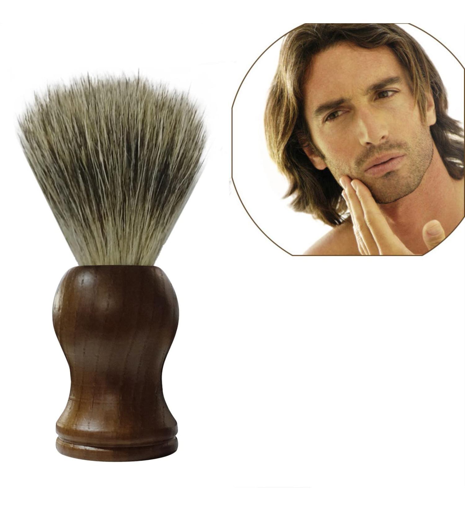 Shaving Barber Shave Pure Brush Hair Wooden Brush Replaceable Blades (Brown One Size) One Size Brown