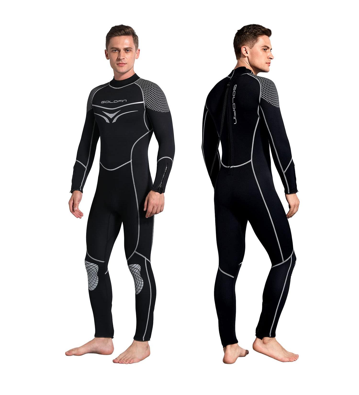 Goldfin Women Wetsuit Men  3mm Neoprene Diving Suit Thermal Shorty Wetsuit Back Zip for Water Sports Kayakboarding Surfing Snorkeling Swimming 6.Mens Fullsuit - Black X-Small - Buy Online on GoSupps.com