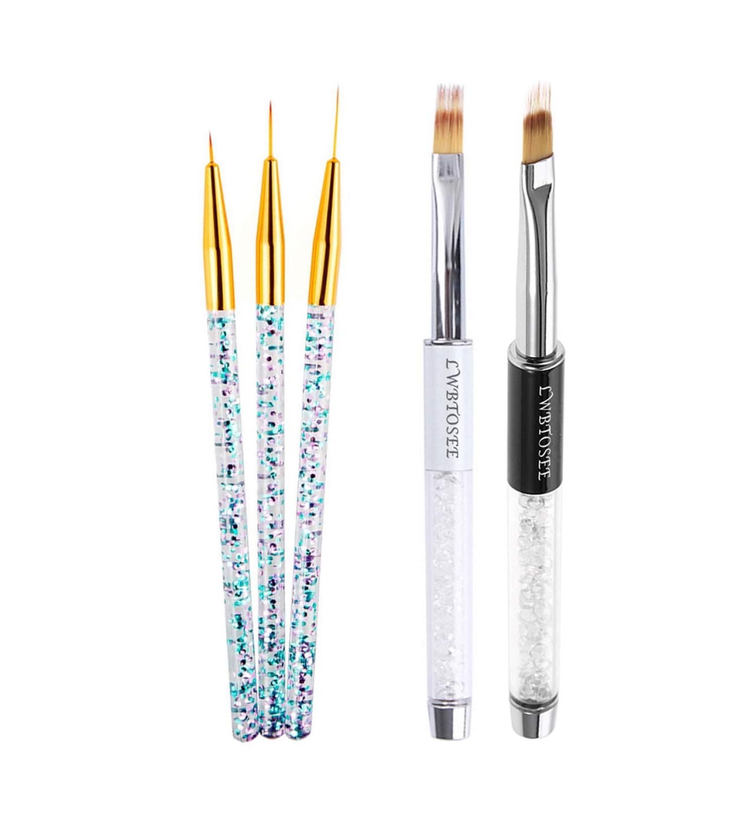 Lwtose 2pc Ombre Nail Brush Set - Nail Art Painting Pen for UV Gel Polish & Rhinestone Creations - Golden Color Gradient - Buy Online on GoSupps.com
