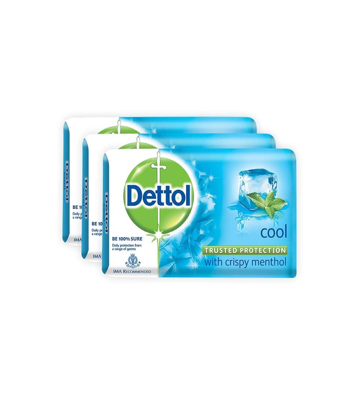 Dettol Cool Bar Soap for Healthy Skin Pack of 3 (3 X 125 g) - Buy Online on GoSupps.com