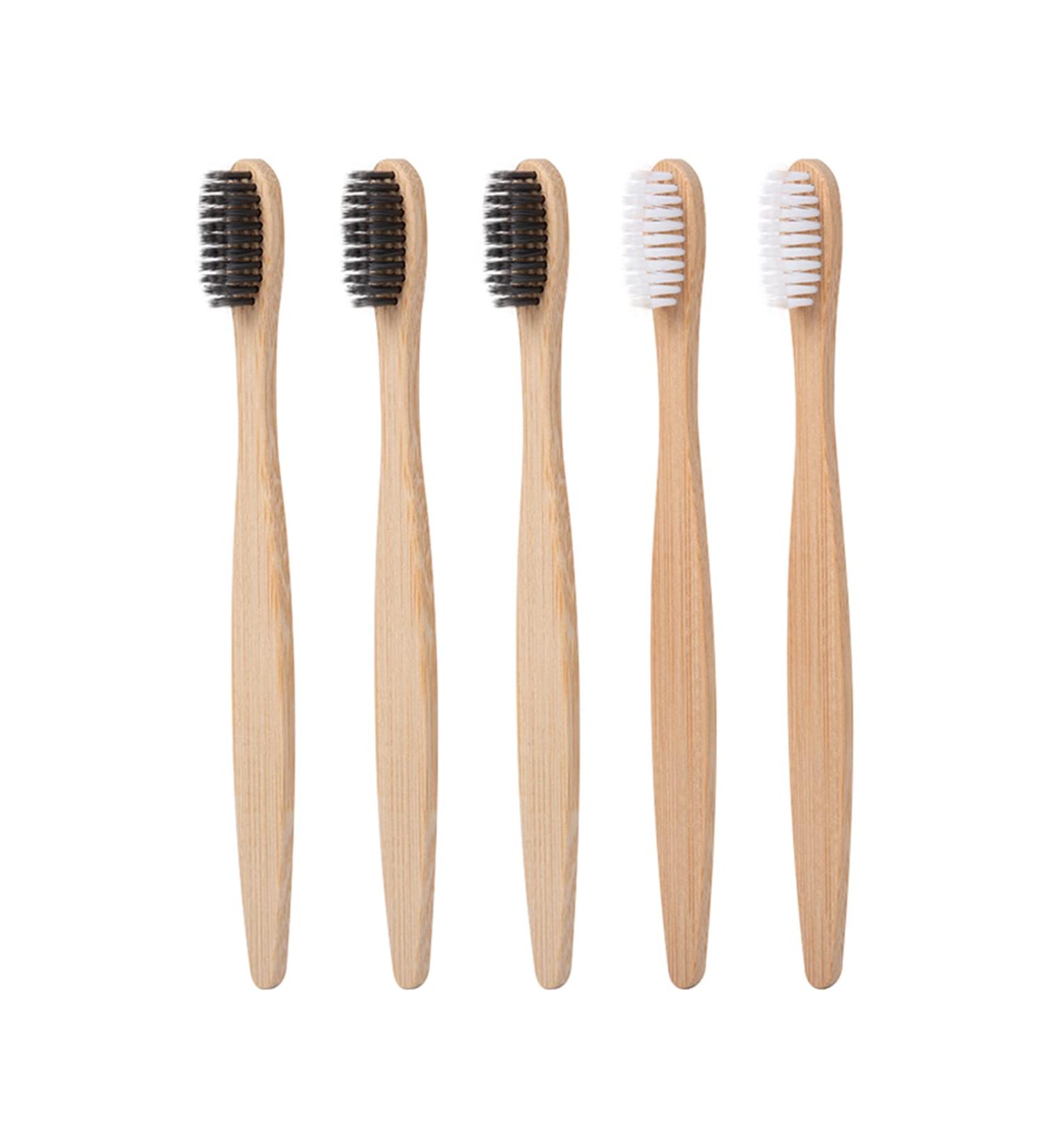 Eco-Friendly Bamboo Toothbrush Set | 5 Degradable Charcoal Brushes - BPA-Free & Environmentally Safe - Buy Online on GoSupps.com