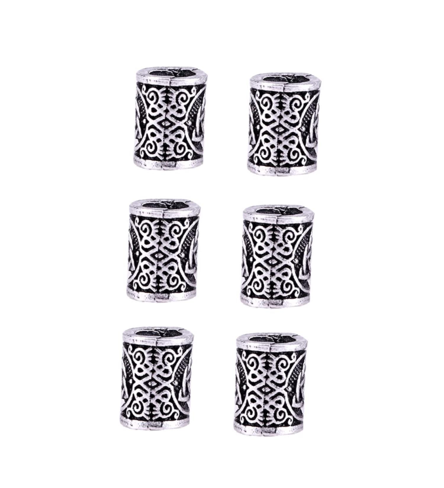 Viking Beard Beads 6pcs for Men - Pirate Ornament Vintage Jewelry Making Tube Beads - Buy Online on GoSupps.com