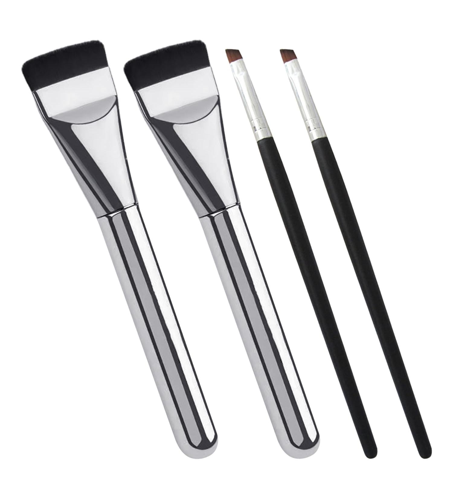2 Pieces Foundation Brushes and 2 Pieces Eyebrow Brushes Foundation Brushes for Liquid Makeup Flat Foundation Brushes Flat Top Facial Brushes Easy to Use Liquid Foundation Brushes - Buy Online on GoSupps.com