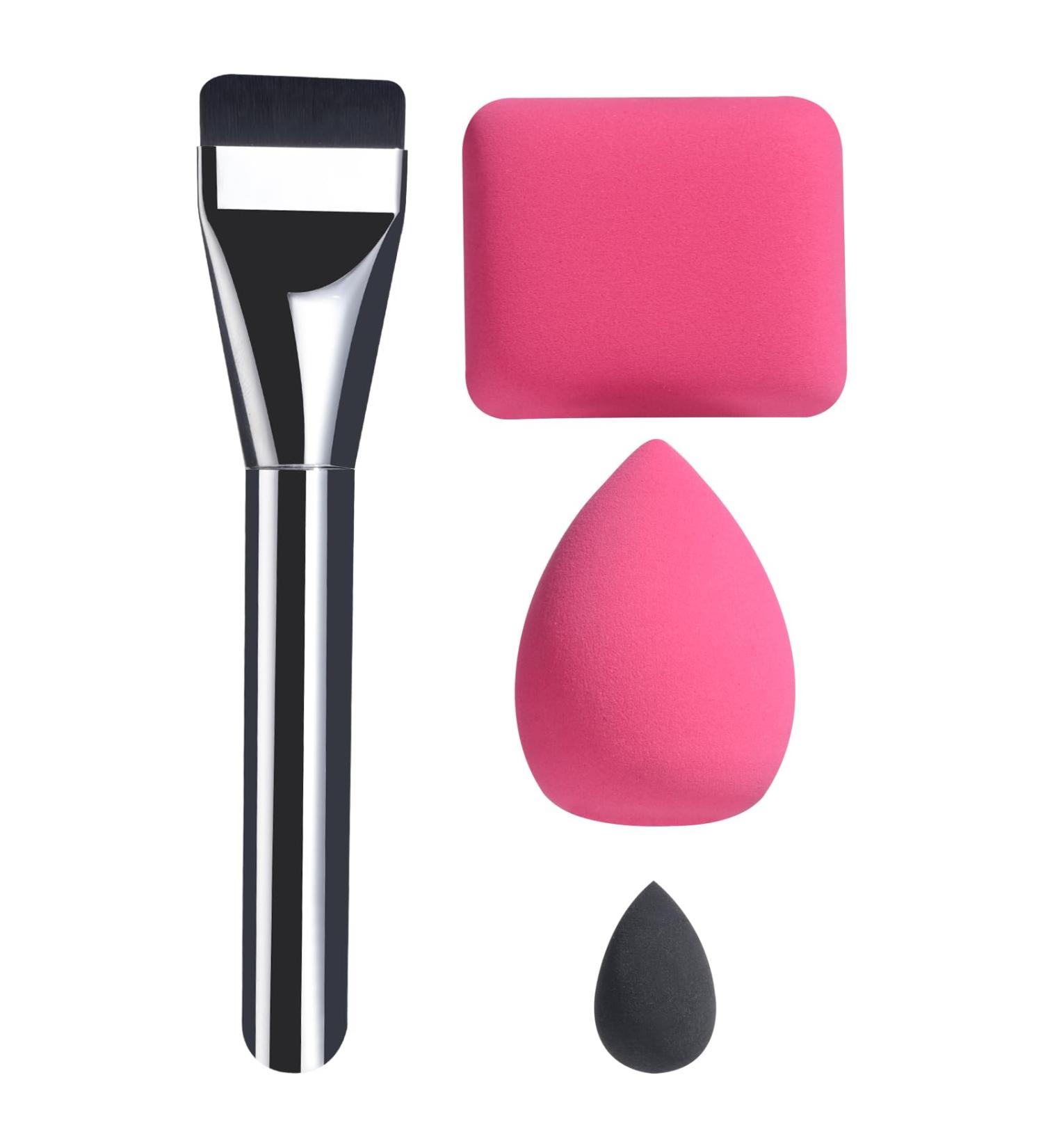 BS-MALL Foundation Makeup Brush Set | 3 Makeup Sponge Blenders | Silver & Pink | International Shipping - Buy Online on GoSupps.com