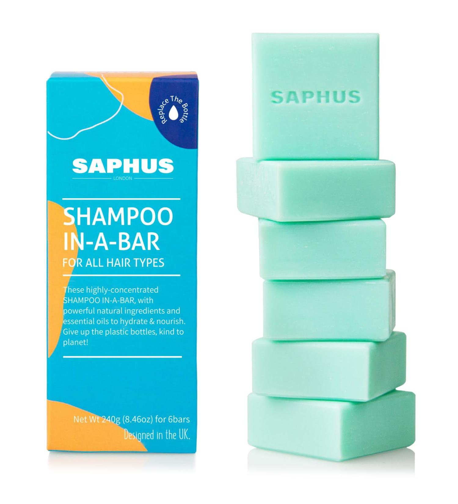 SAPHUS 6Pcs Sulphate-Free Shampoo Bars for Hair - Plastic-Free & Blue - Buy Online on GoSupps.com