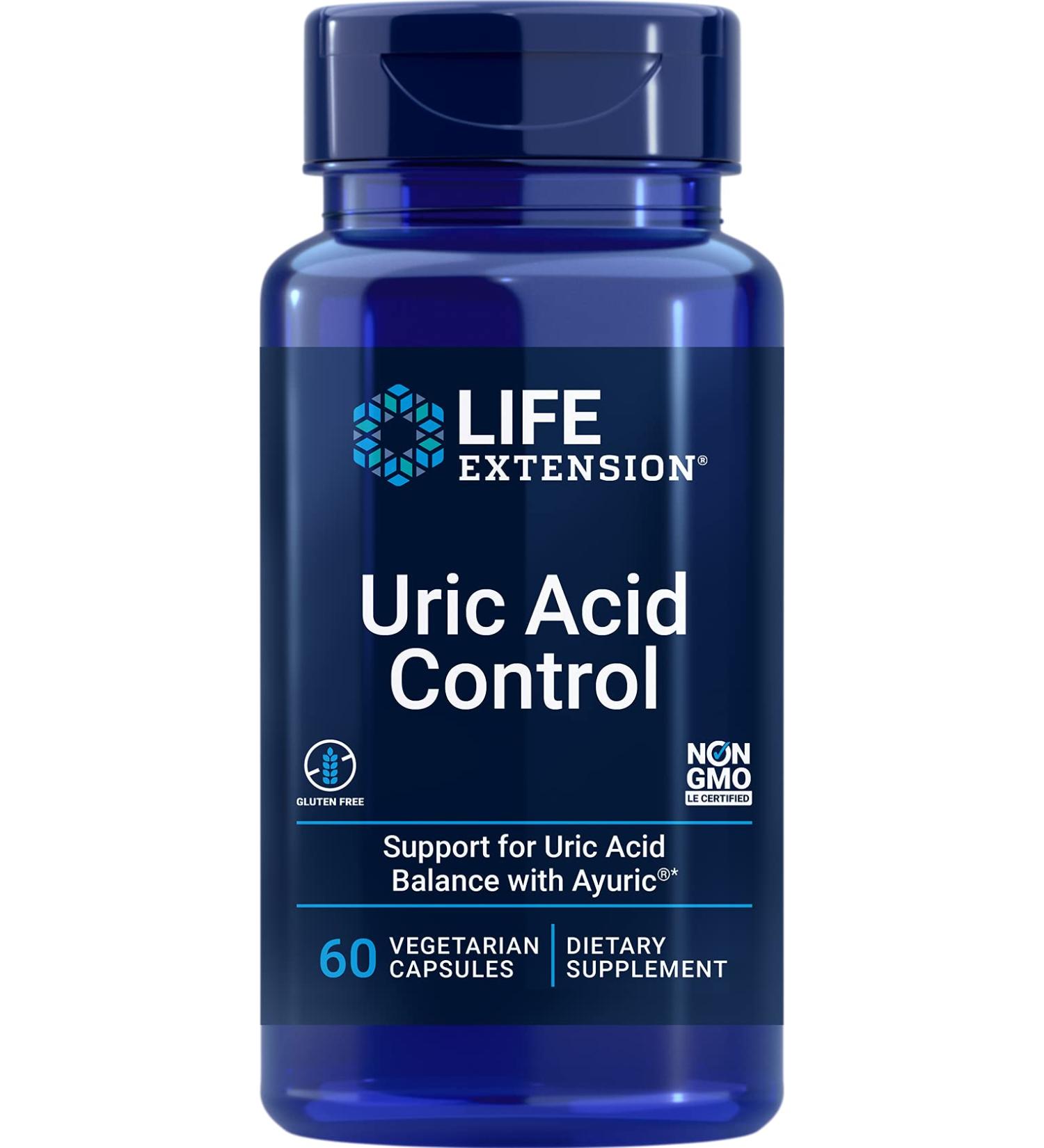Life Extension Uric Acid Control - 60 Vegetarian Capsules for Healthy Joint Support - Buy Online on GoSupps.com