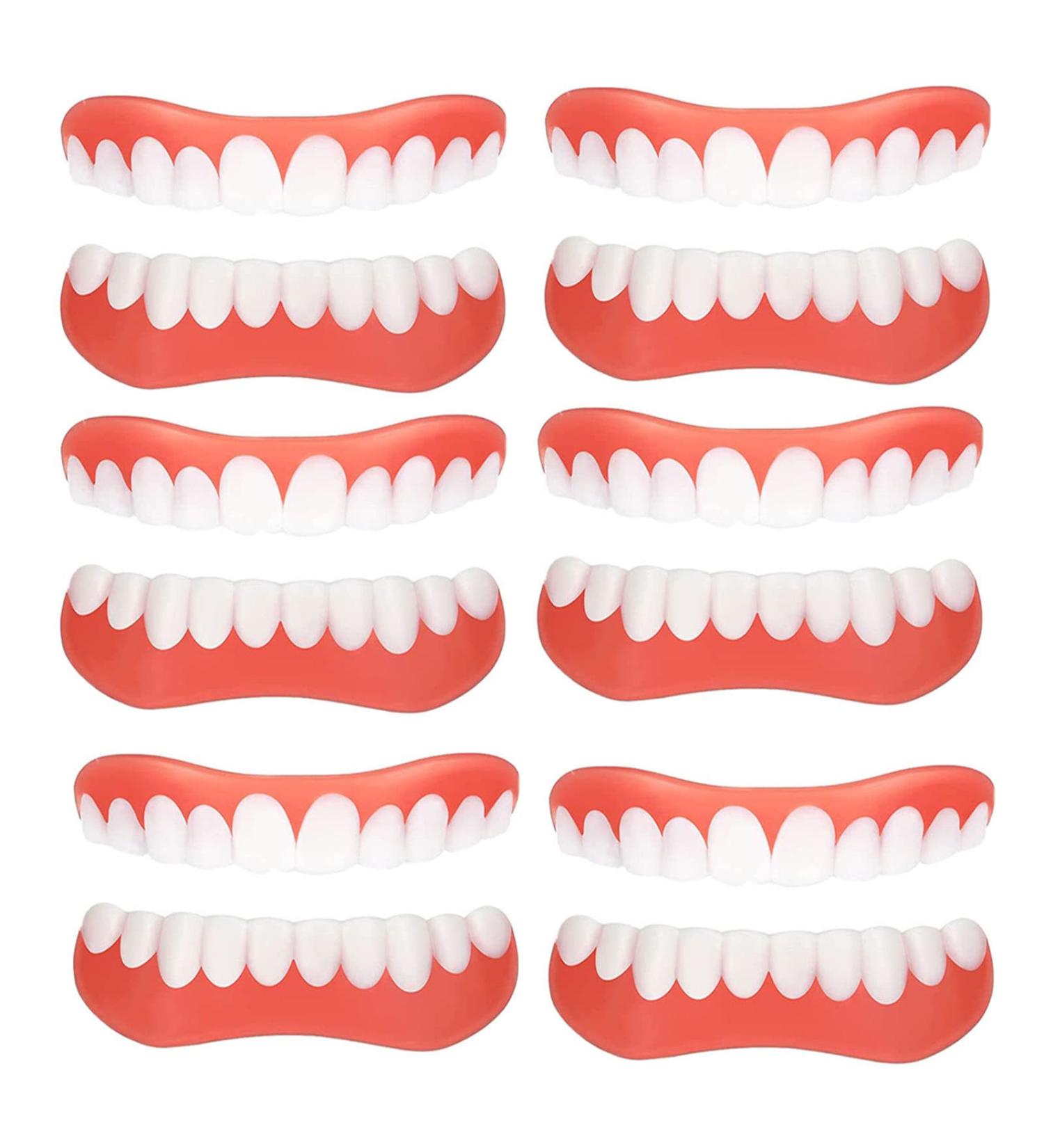 Gimli False Teeth Veneers | White Dentures Set for Top & Lower Jaw | Fake Teeth for Men & Women | Restore Your Smile | 6-Piece Set - Buy Online on GoSupps.com