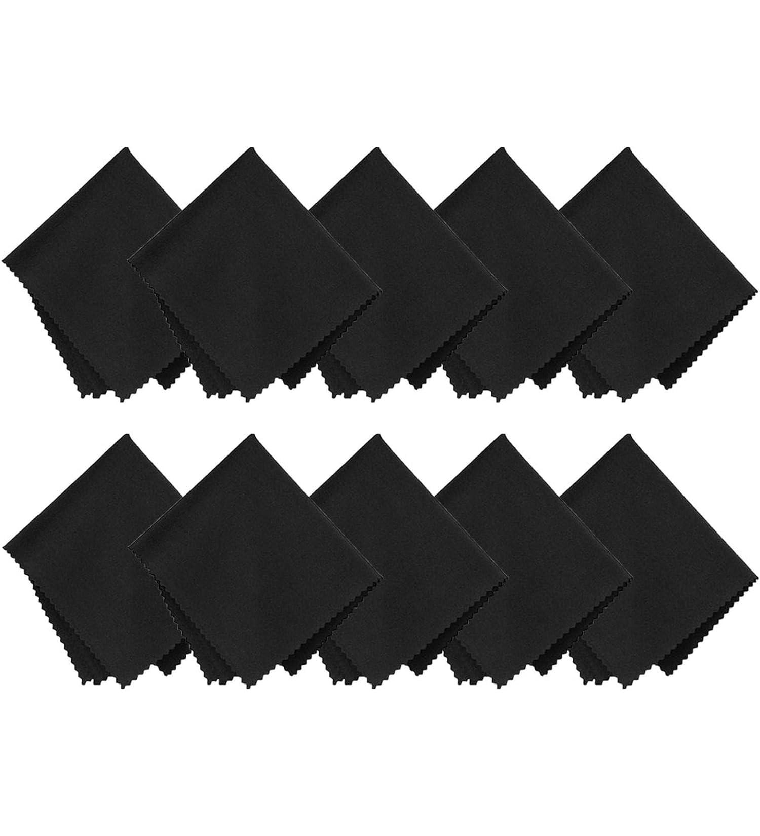 10 Pcs Premium Microfiber Cleaning Cloths - Black Lens & Glasses Care Portable Saw Tooth Edge for Easy Cleaning - Buy Online on GoSupps.com