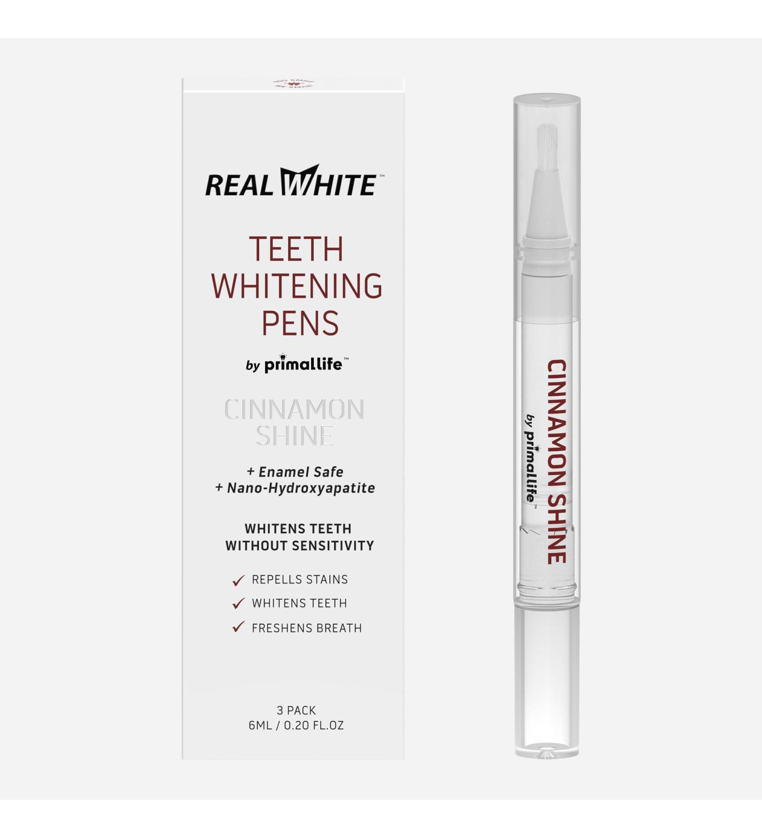 Primal Life Organics Real White Teeth Whitening Pens All-Natural Peroxide-Free Sensitivity-Free 3 Pack (Cinnamon) - Buy Online on GoSupps.com