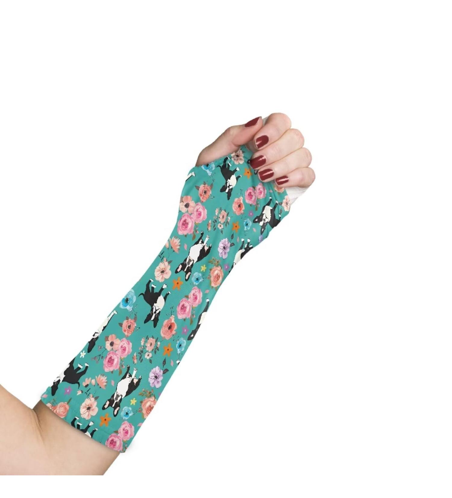 Waterproof Floral Bulldog Print Cast Cover for Kids | Reusable Shower Arm Sleeve - Medium Size - Buy Online on GoSupps.com