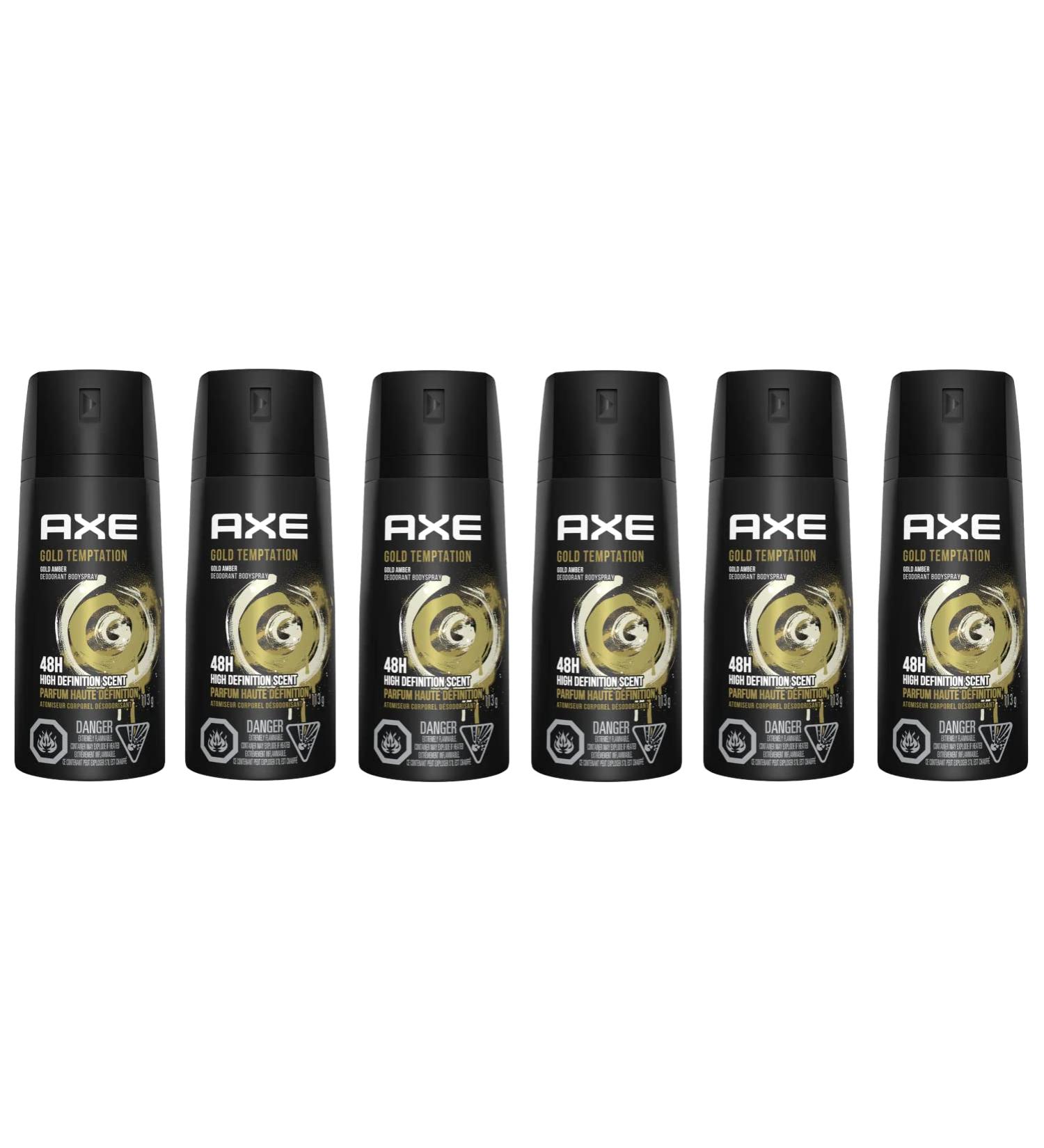 Axe Gold Temptation Body Spray Antiperspirant & Deodorant 4oz - Pack of 6 Cans | 48-Hour Odor Protection - Buy Online on GoSupps.com