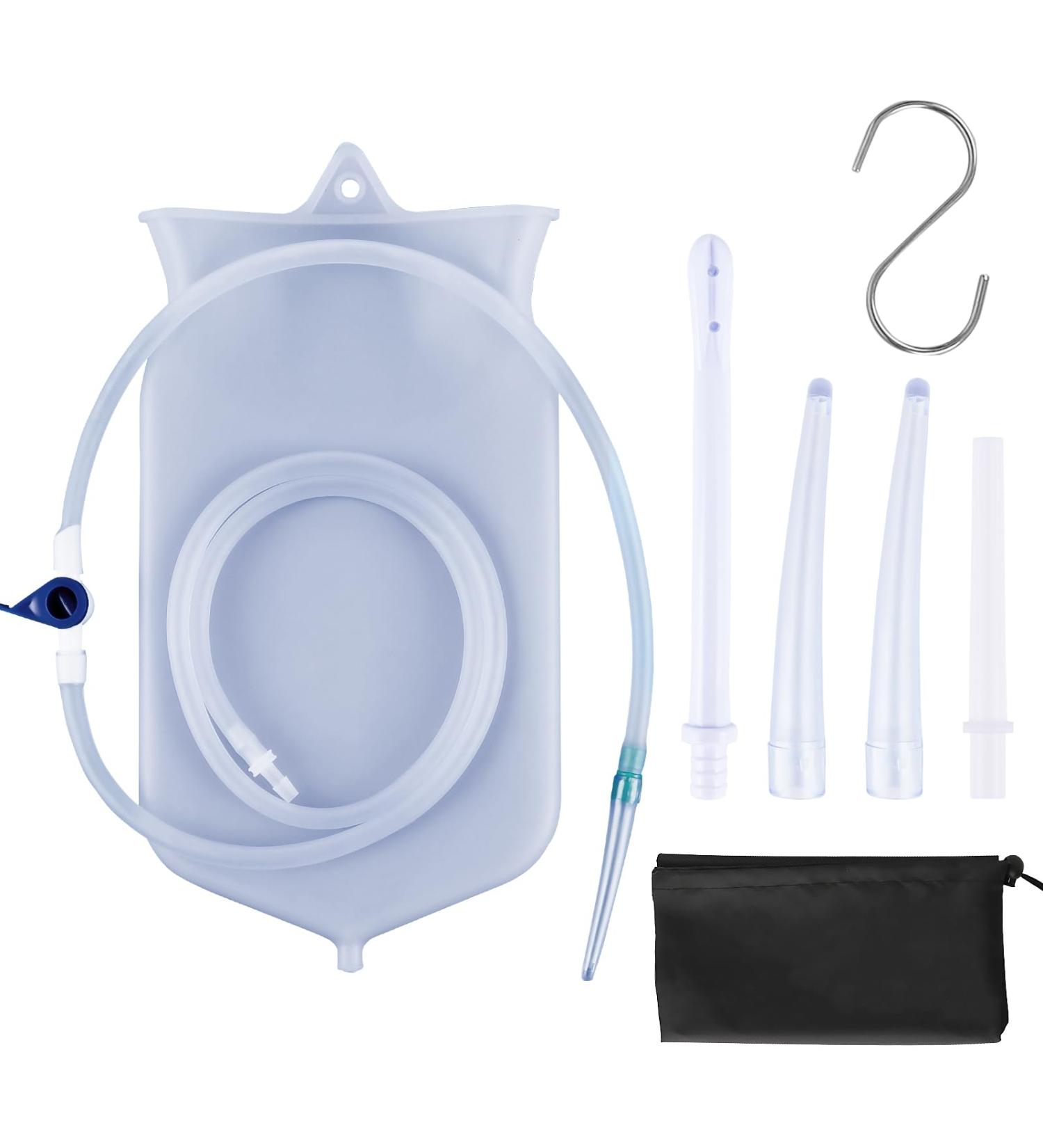 Silicone Enema Bag Kit - 2 Quart 5 Reusable Sizes Controlled Water Flow for Effective Colon Detox & Cleanse - International Shipping Available - Buy Online on GoSupps.com