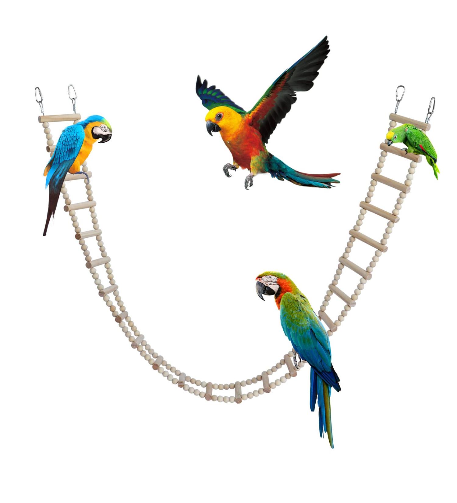 Wood Bird Ladder for Pets - 24 Climbing Ladders for Birds Hamsters Rats & More | Durable Wooden Toys for Parrots Squirrels & Sugar Gliders (52.95 x 3.14 in) - Buy Online on GoSupps.com