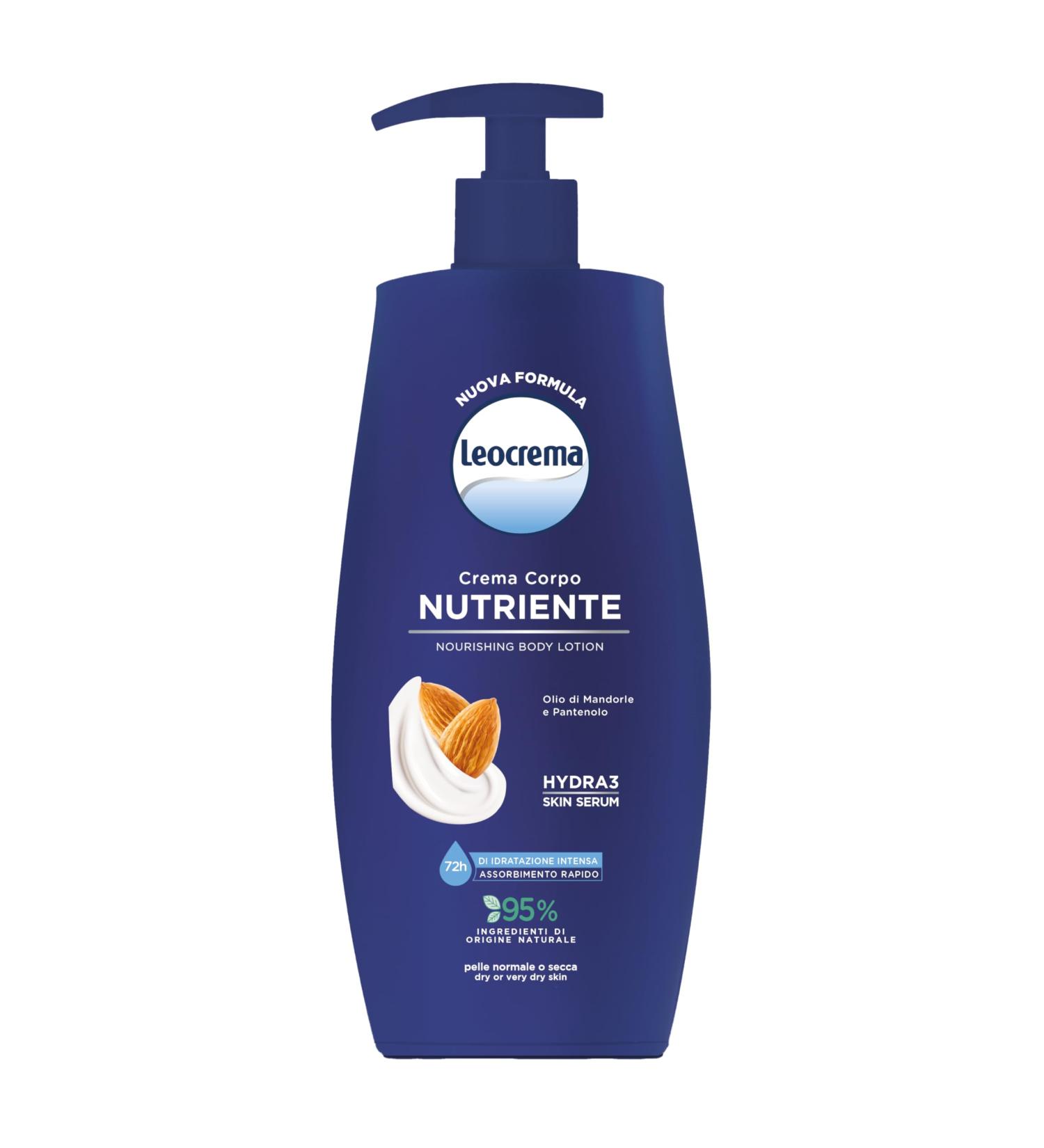 Leocrema Leocrema - Nourishing body cream with almond oil and panthenol and Hydra 3 Skin Serum 72 hour hydration fast absorption for dry skin 500 ml