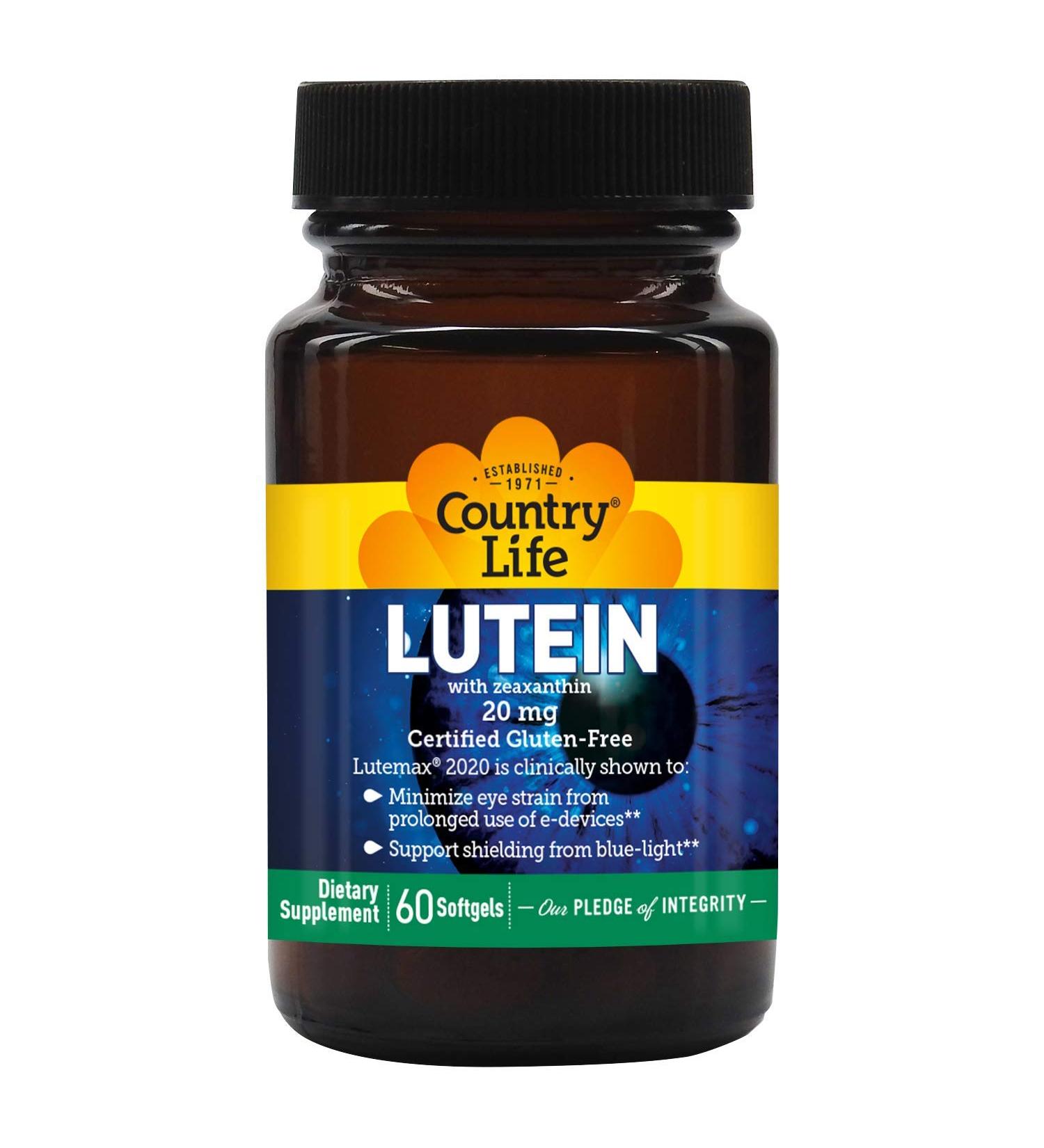 Country Life Lutein & Zeaxanthin 20mg - 60 Softgels for Eye Health | Buy Now! - Buy Online on GoSupps.com