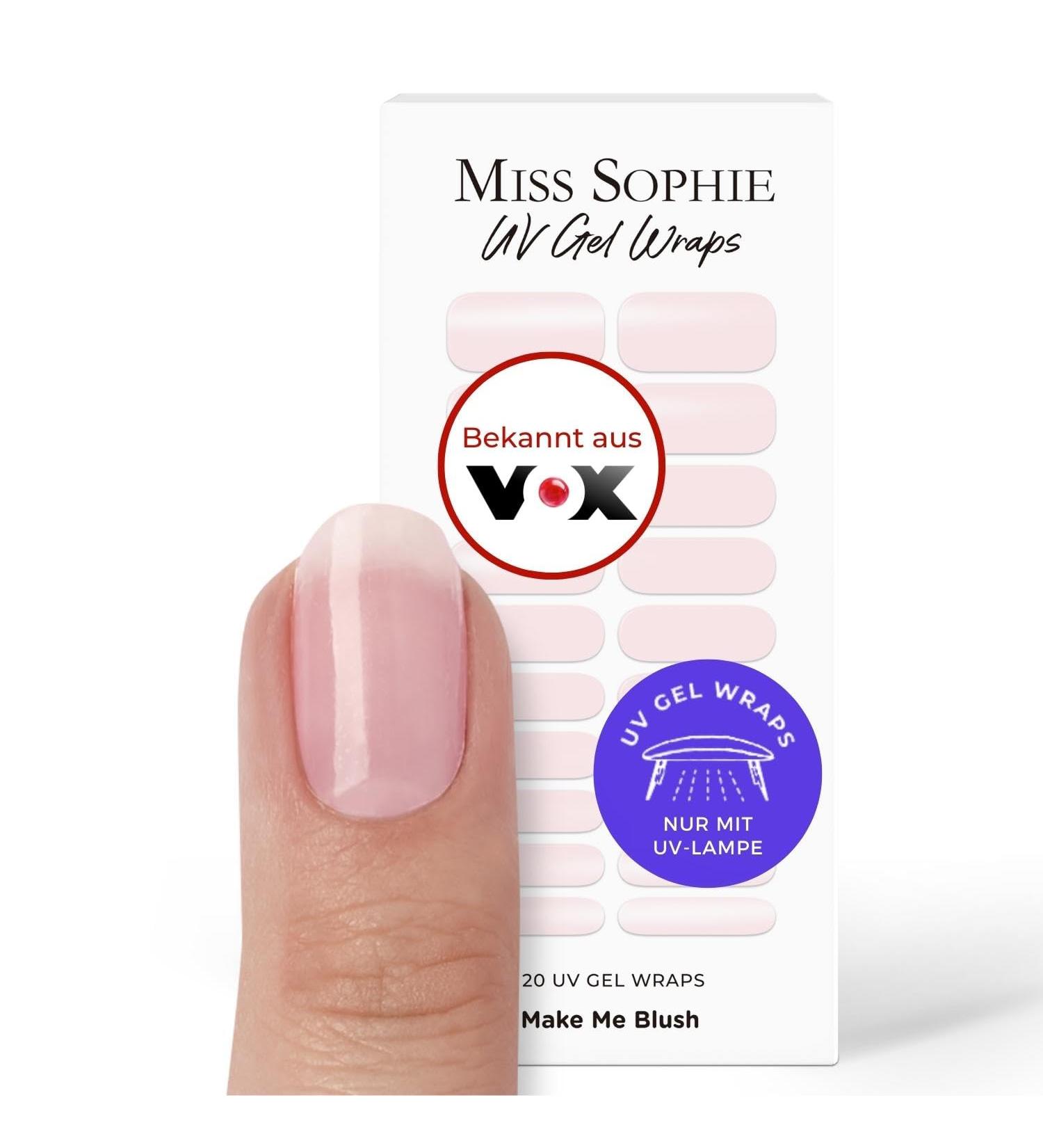 Original Miss Sophie UV Gel Nail Foils | 20 Ultra-Thin Nail Polish Strips - Make Me Blush | Compatible with Natural Acrylic Gel & Shellac Nails - Buy Online on GoSupps.com