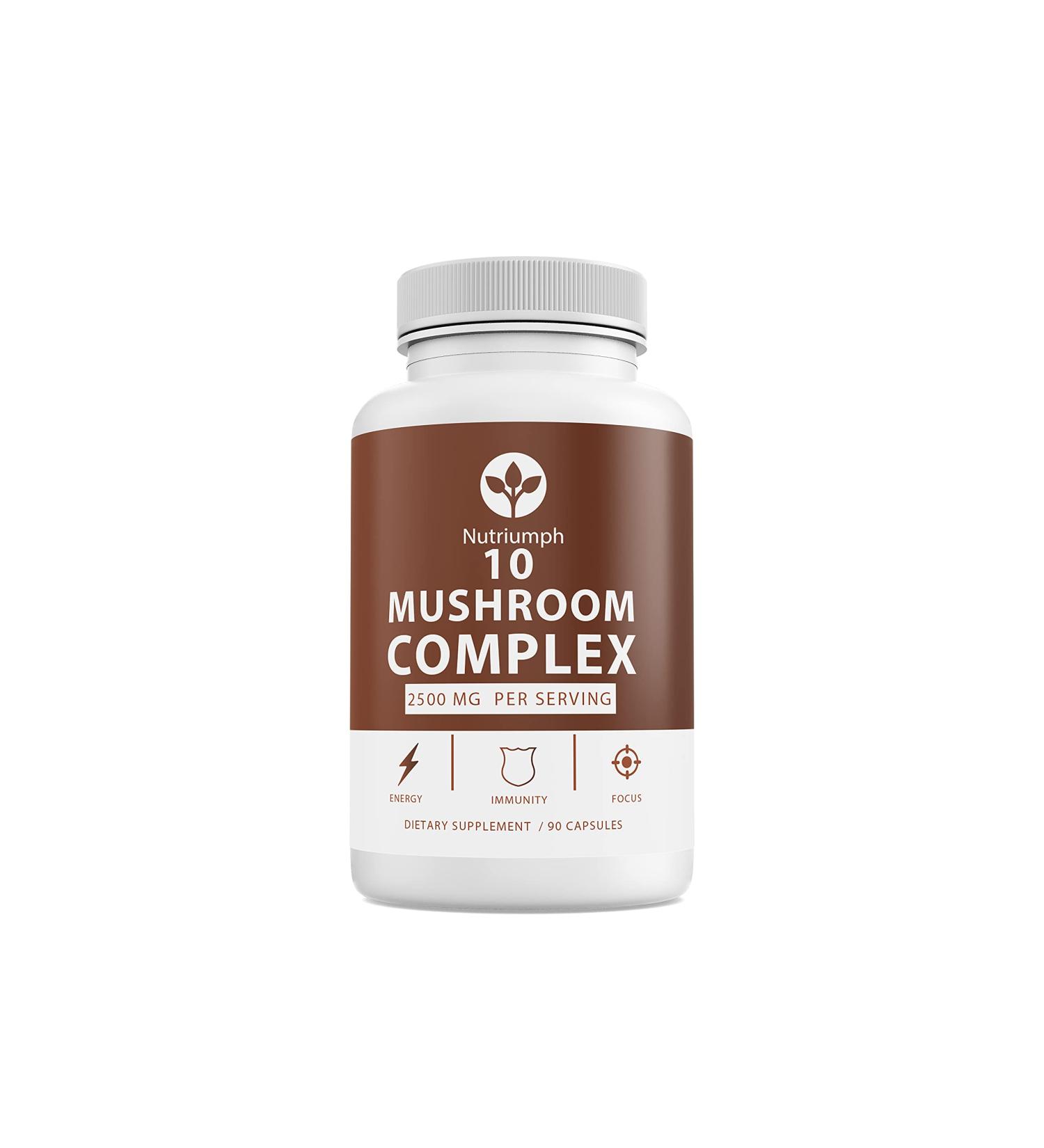 Nutriumph Mushroom Supplement 2500mg - 90 Capsules - 10 Mushroom Master Blend - Lions Mane Reishi Cordyceps Chaga Maitake Shitake Turkey Tail Mushrooms Supplements Mushroom Complex Capsules - Buy Online on GoSupps.com