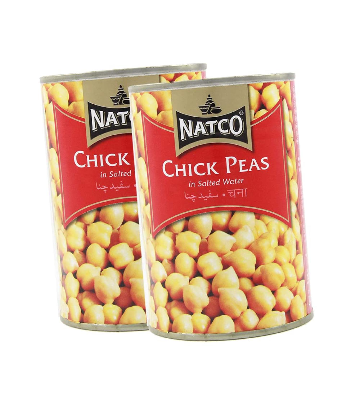 Natco Chick Peas | 400G | Chickpeas in Salted Water |Kala Chana |High Protein | Vegan |Ready to Cook | Indian Origin (Pack of 2)