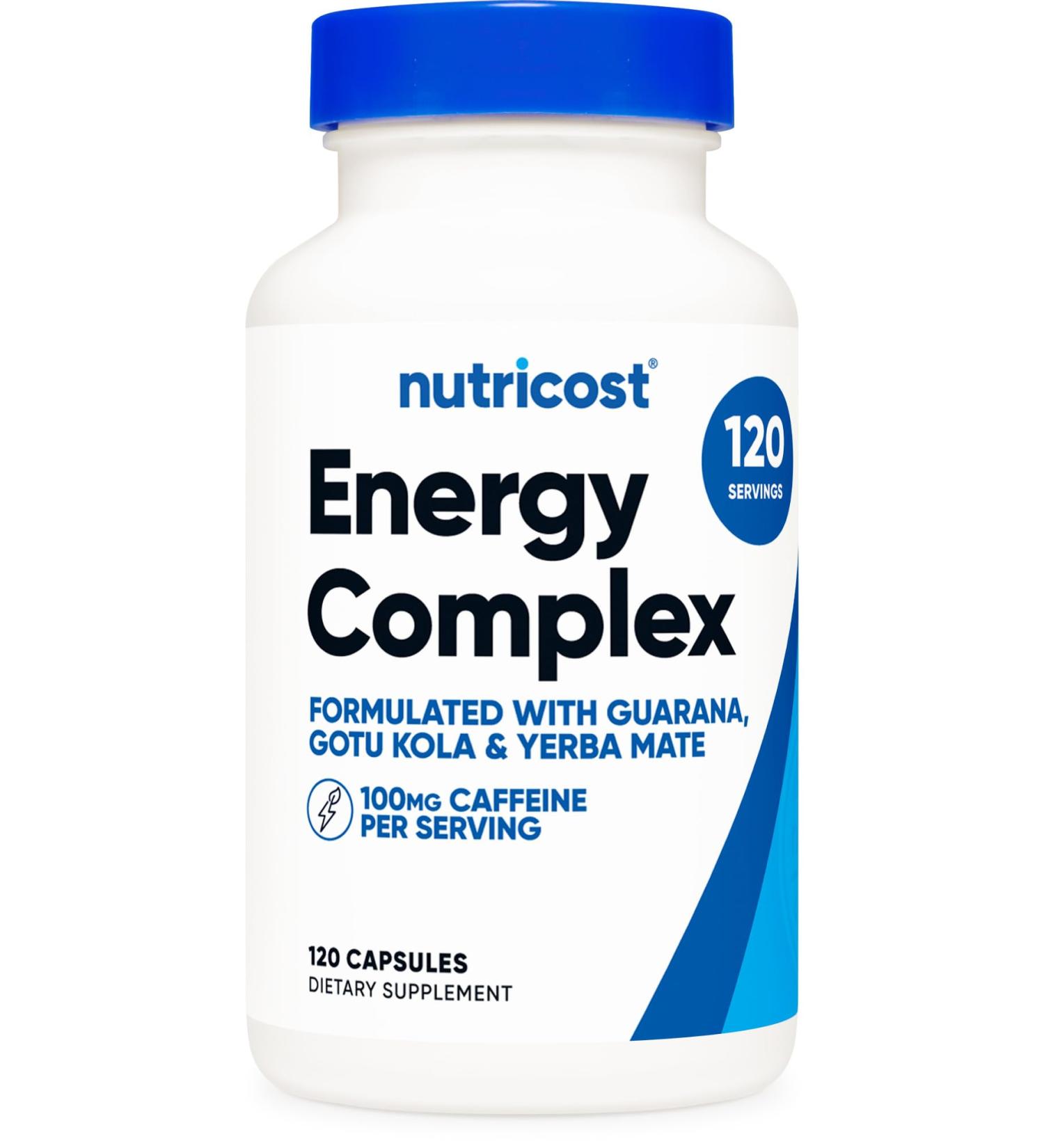 Nutricost Natural Energy Pills Complex - 120 Capsules 100mg Caffeine - Gluten Free & Non-GMO | Boost Energy & Focus - Buy Online on GoSupps.com