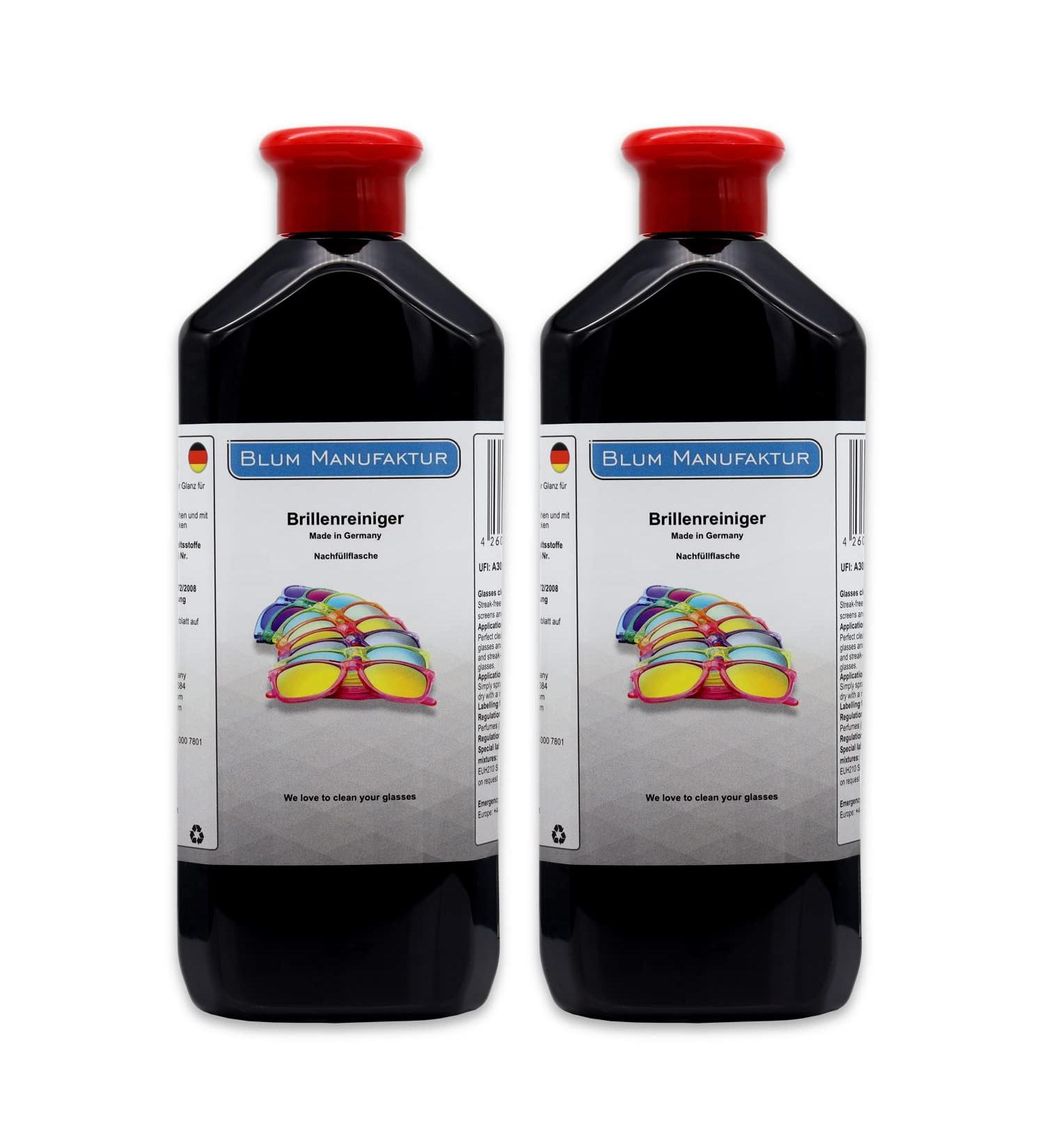 Blum Manufaktur Glasses Cleaning Spray 2x500ml - Streak-Free Solution for Sunglasses & Reading Glasses - Made in Germany - Buy Online on GoSupps.com