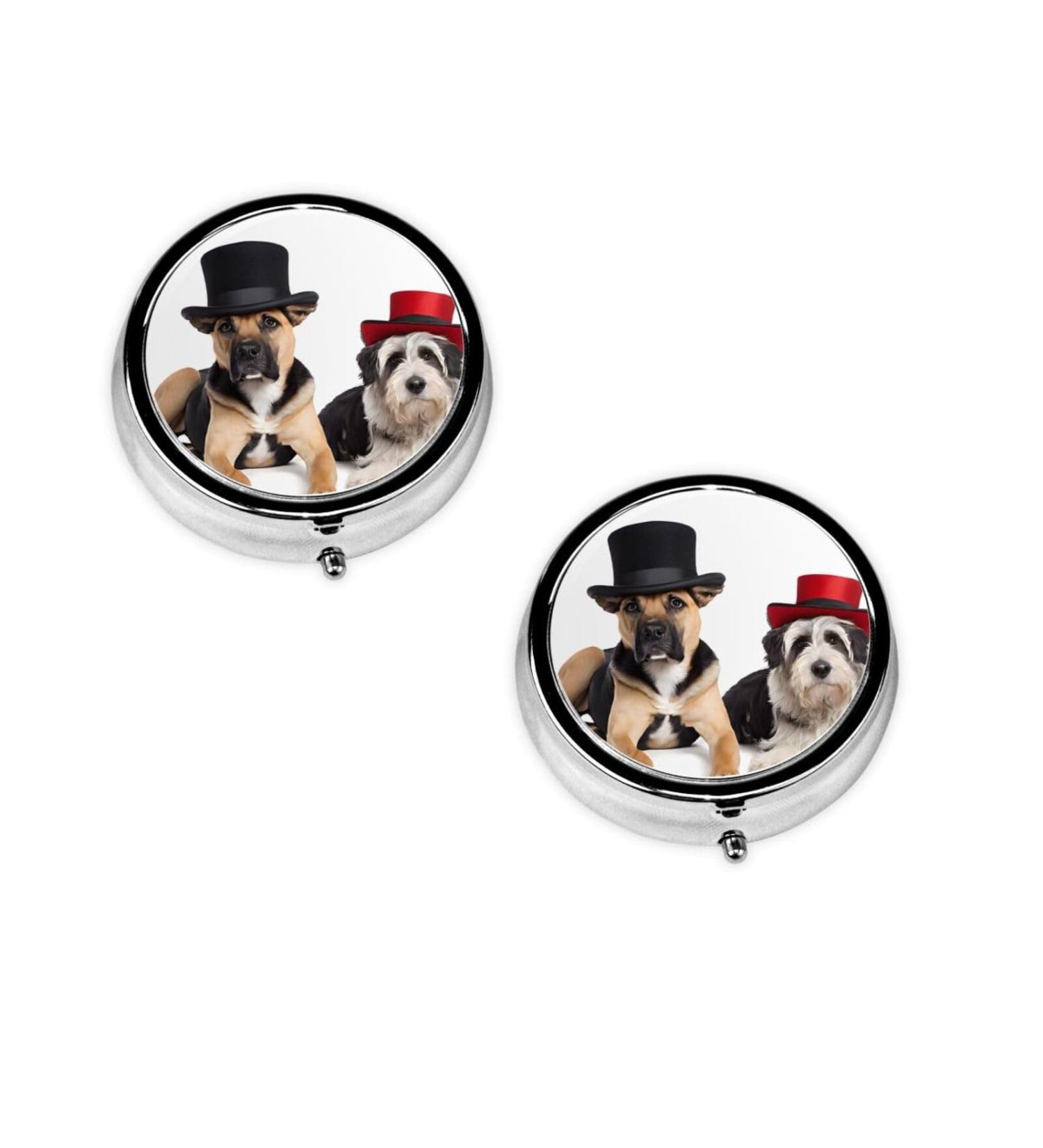 Cute Dogs Mini Round Pill Box | 3 Compartment Travel Organizer | Portable Pill Case for Home & Office Use - Buy Online on GoSupps.com