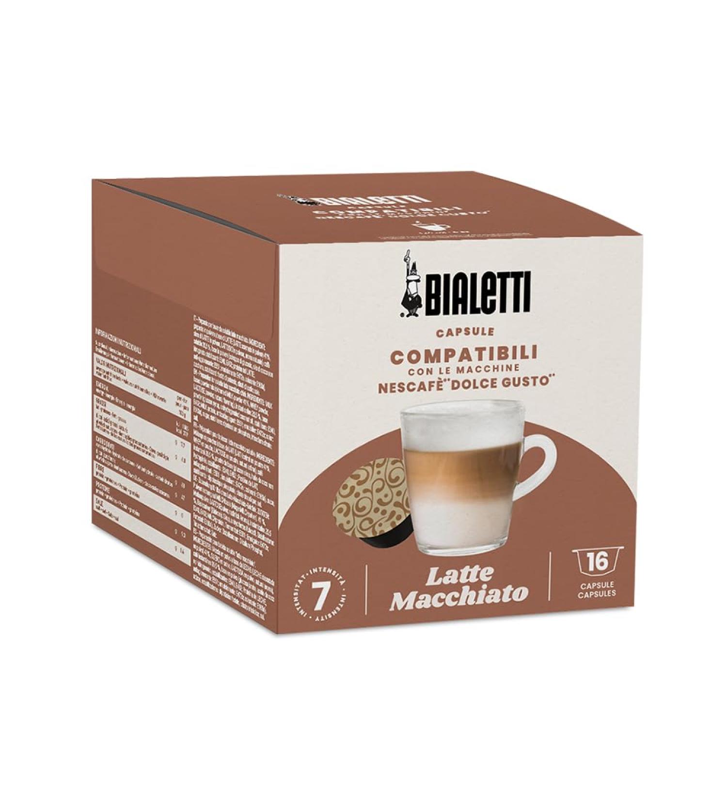 Bialetti Coffee Capsules compatible with Dolce Gusto - Coffee with milk - 16 Capsules - Buy Online on GoSupps.com