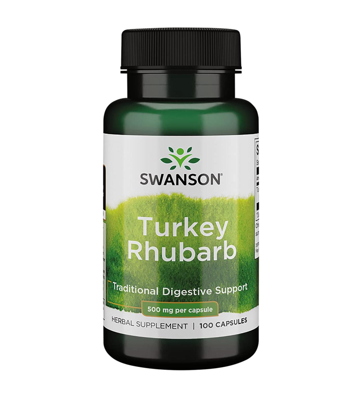 Swanson Turkey Rhubarb Herbal Supplement - 100 Capsules (500mg) for Digestive Health - Natural Formula - Buy Online on GoSupps.com
