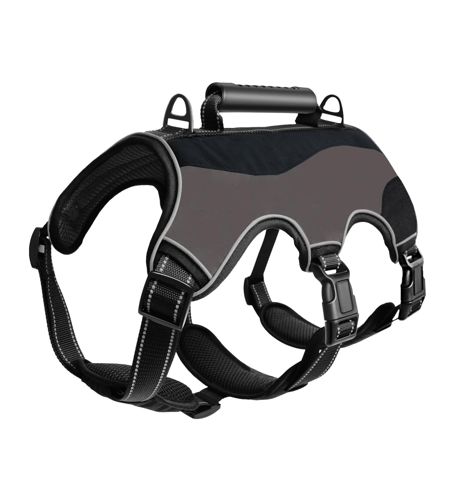 Aimydog No Escape Reflective Dog Harness | Escape Proof & Adjustable | Breathable Vest for Medium to Large Dogs | Grey/Black | Ideal for Walking & Training - Buy Online on GoSupps.com