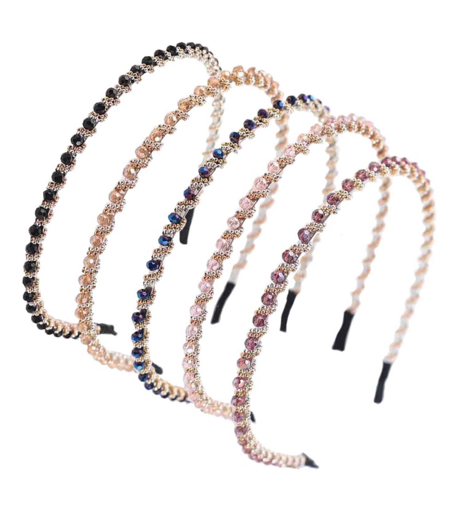 Stylish Rhinestone Hair Bands - 5-Piece Non-Slip Elastic Headbands for Dancing Parties & Everyday Wear - Buy Online on GoSupps.com