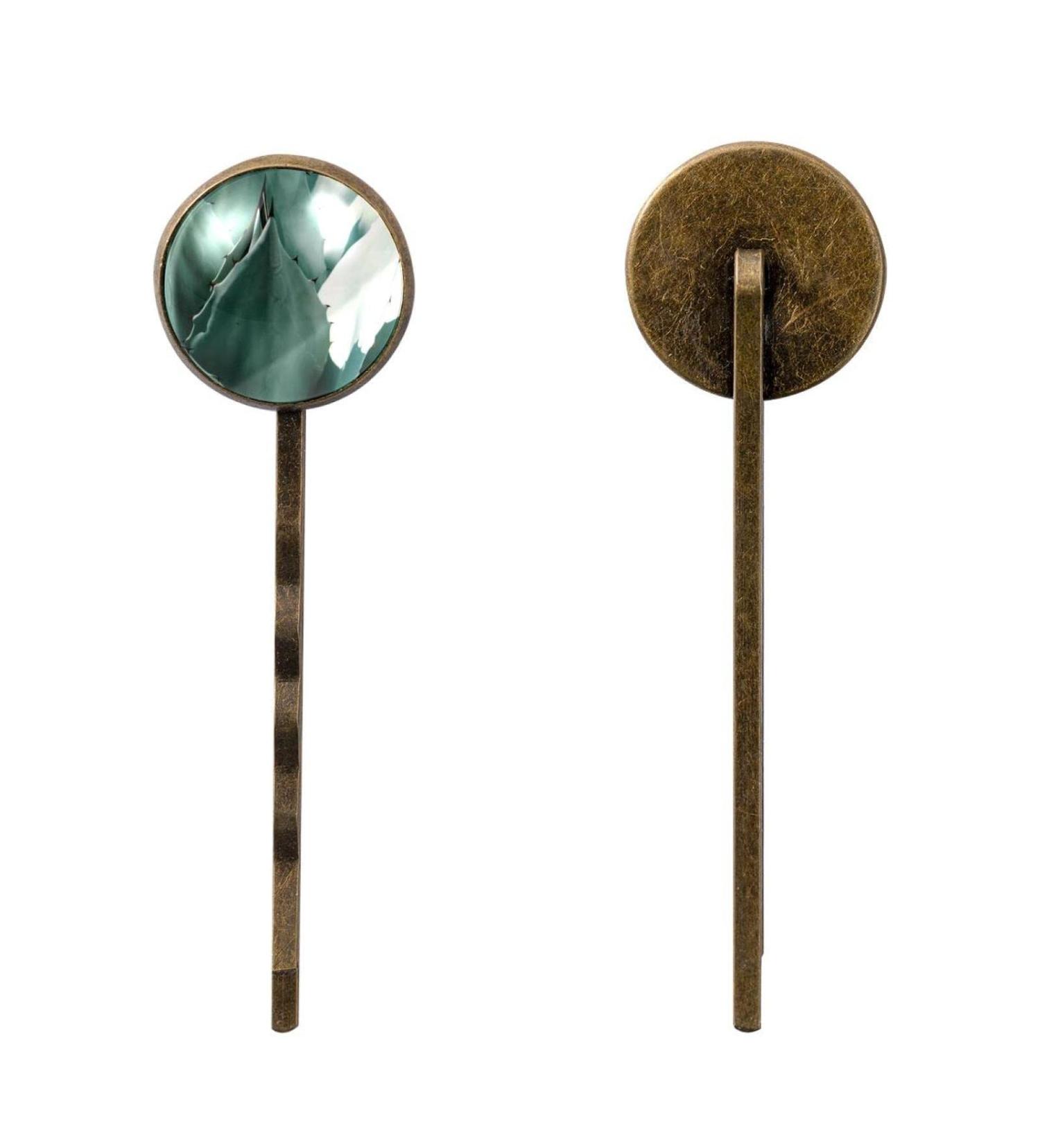 Green Aloe Vera Hair Accessories Set - 4 Handmade Barrettes & Bobby Pins for Women and Girls | Plant Color4015 - Buy Online on GoSupps.com