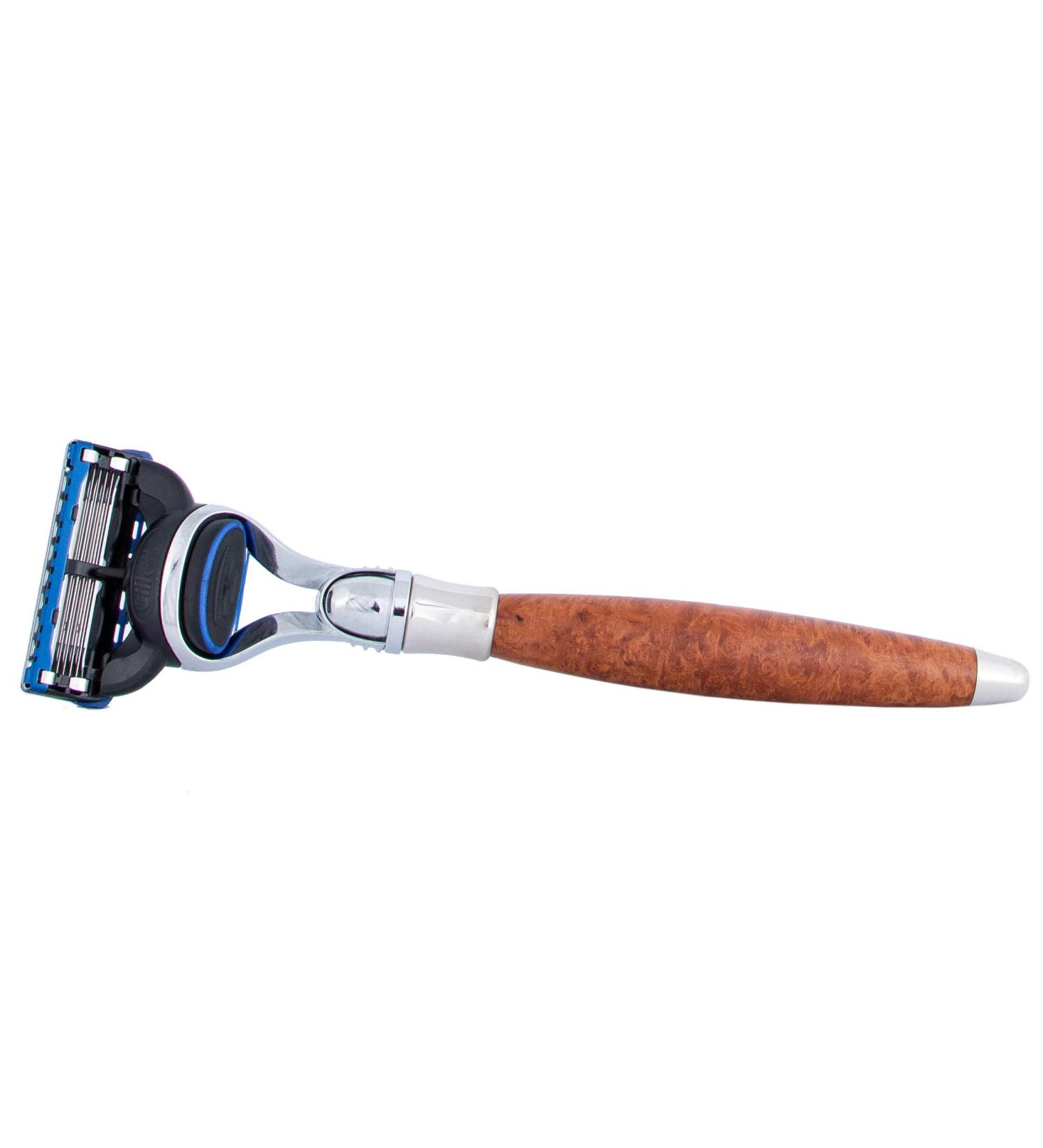 Plisson High-Quality 5-Blade Razor | Thujaholz & Brass | Palladium Finish | Premium Wet Shaving | Made in France - Buy Online on GoSupps.com