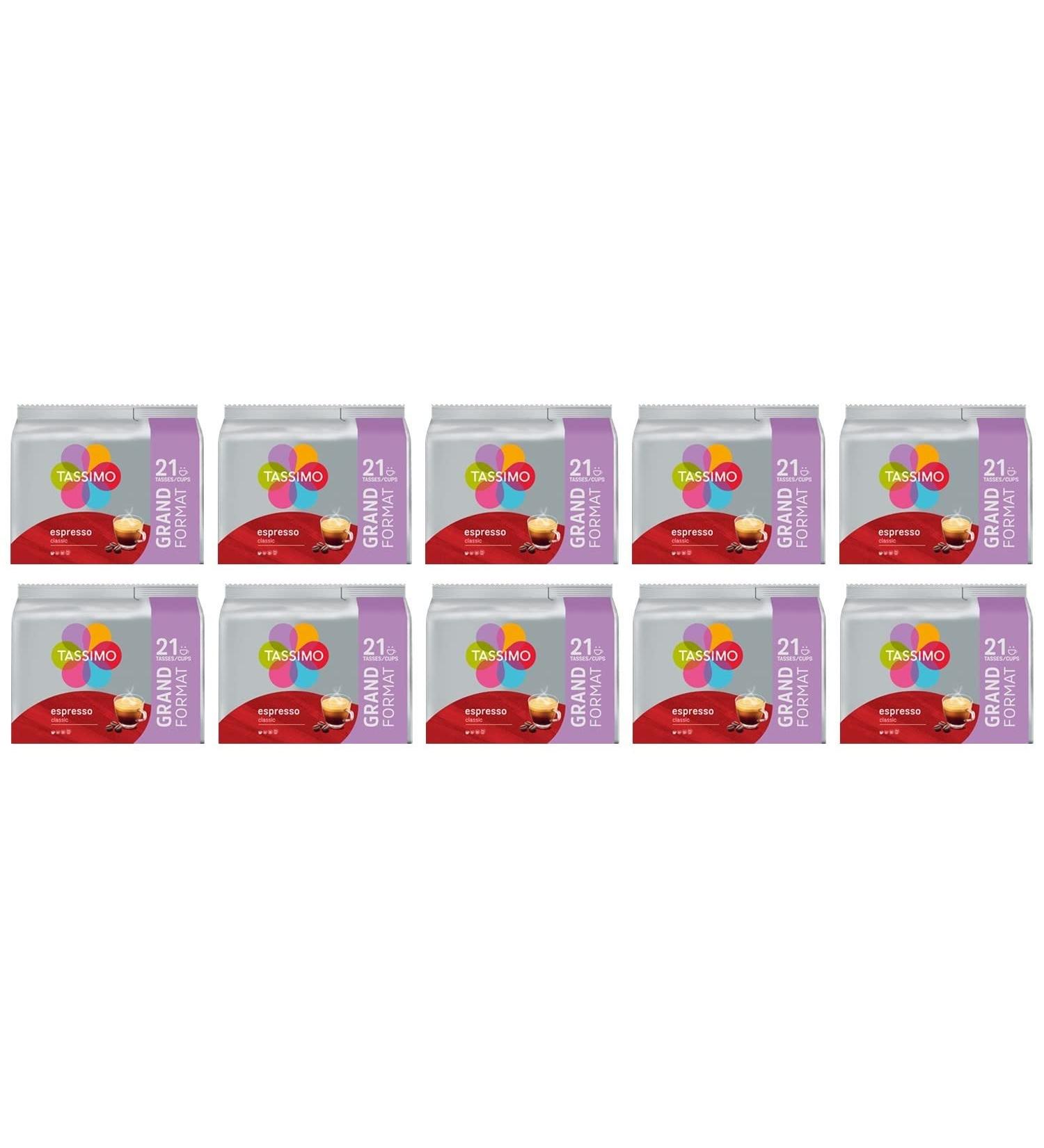 Tassimo Caf Dosettes - 210 boissons Espresso Classique (lot de 10 x 21 boissons) - Buy Online on GoSupps.com