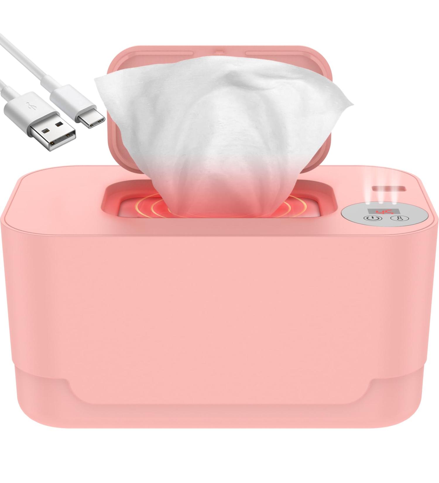 Adjustable Baby Wipe Warmer | USB Rechargeable | Prevent Dry Wipes | Pink - Buy Online on GoSupps.com