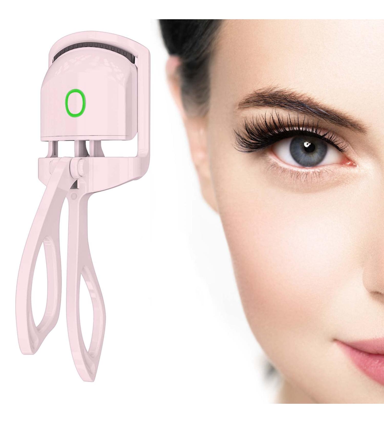 Heated USB Rechargeable Electric Eyelash Curler - Quick Pre-Heat Technology for Natural and Long Lasting Curl - Pink - Buy Online on GoSupps.com