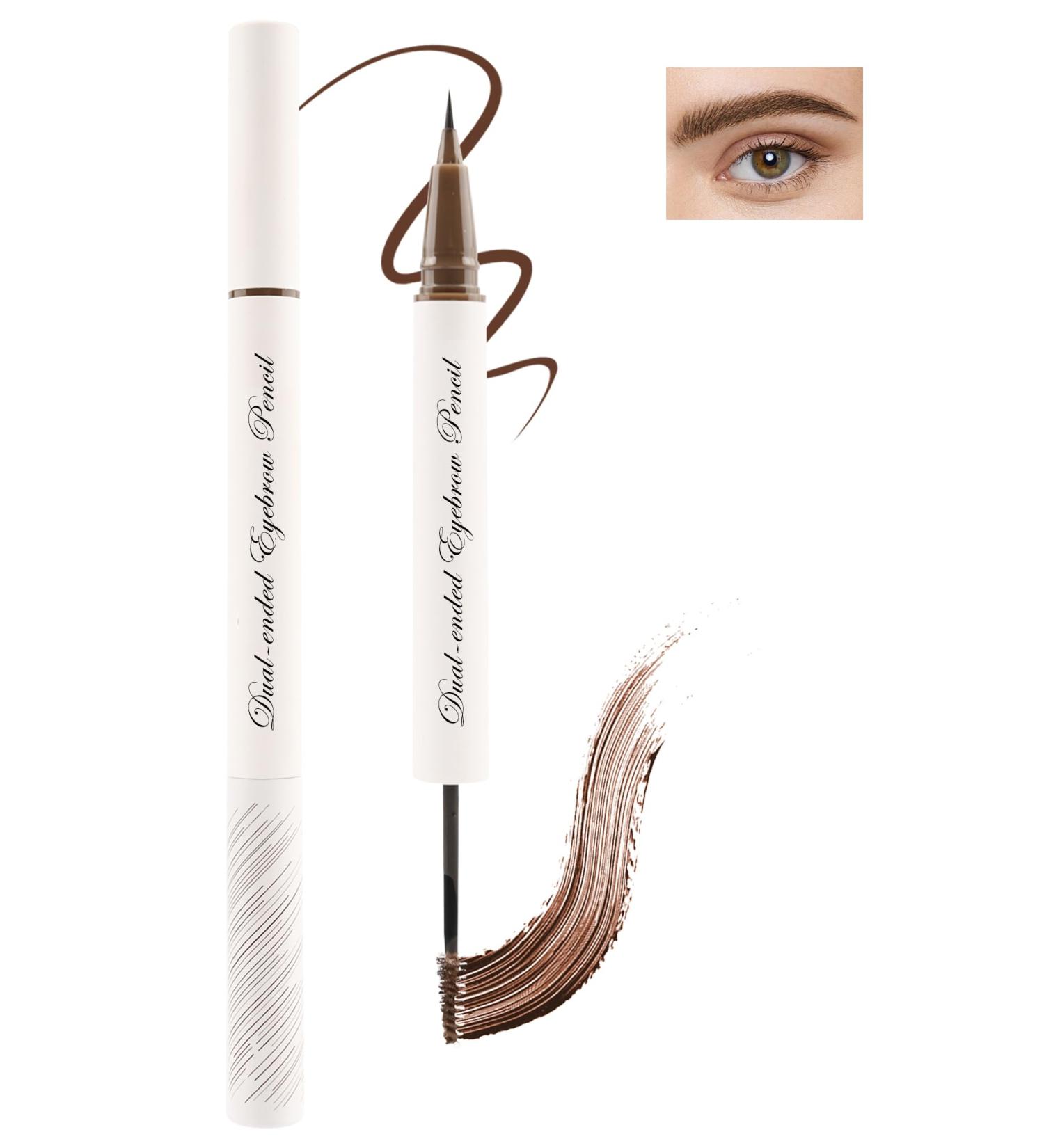 Eyebrow Gel & Pencil 2-in-1 Brown Waterproof Liquid Eyebrow Pen Long Lasting Tinted Brow Gel Smudge-proof Strong Hold Thickening Eyebrow Mascara Tint Pen Brow Fast Sculpt Lift Snatch Brow Pencil - Buy Online on GoSupps.com