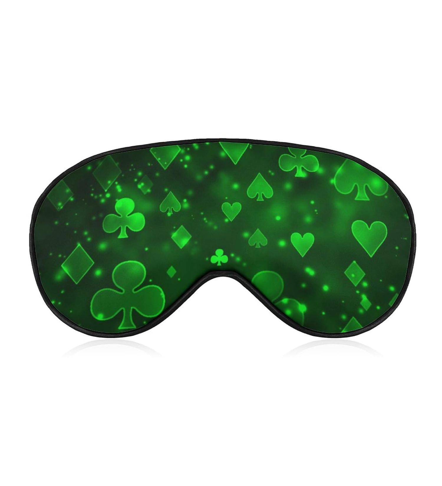 Green Raster Symbols Playing Cards Sleep Mask - Adjustable Strap, Blocks Light, Ideal for Travel - Men and Women - Buy Online on GoSupps.com