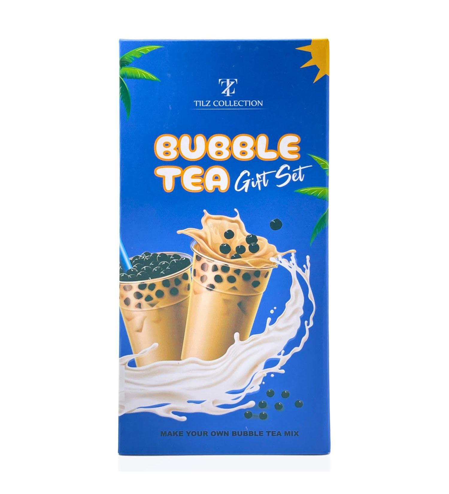 Bubble Tea Kit Gift Set - DIY Boba Tea Set with Tapioca Pearls, Milk Tea Powder, Glass Pint & Steel Straw - Buy Online on GoSupps.com