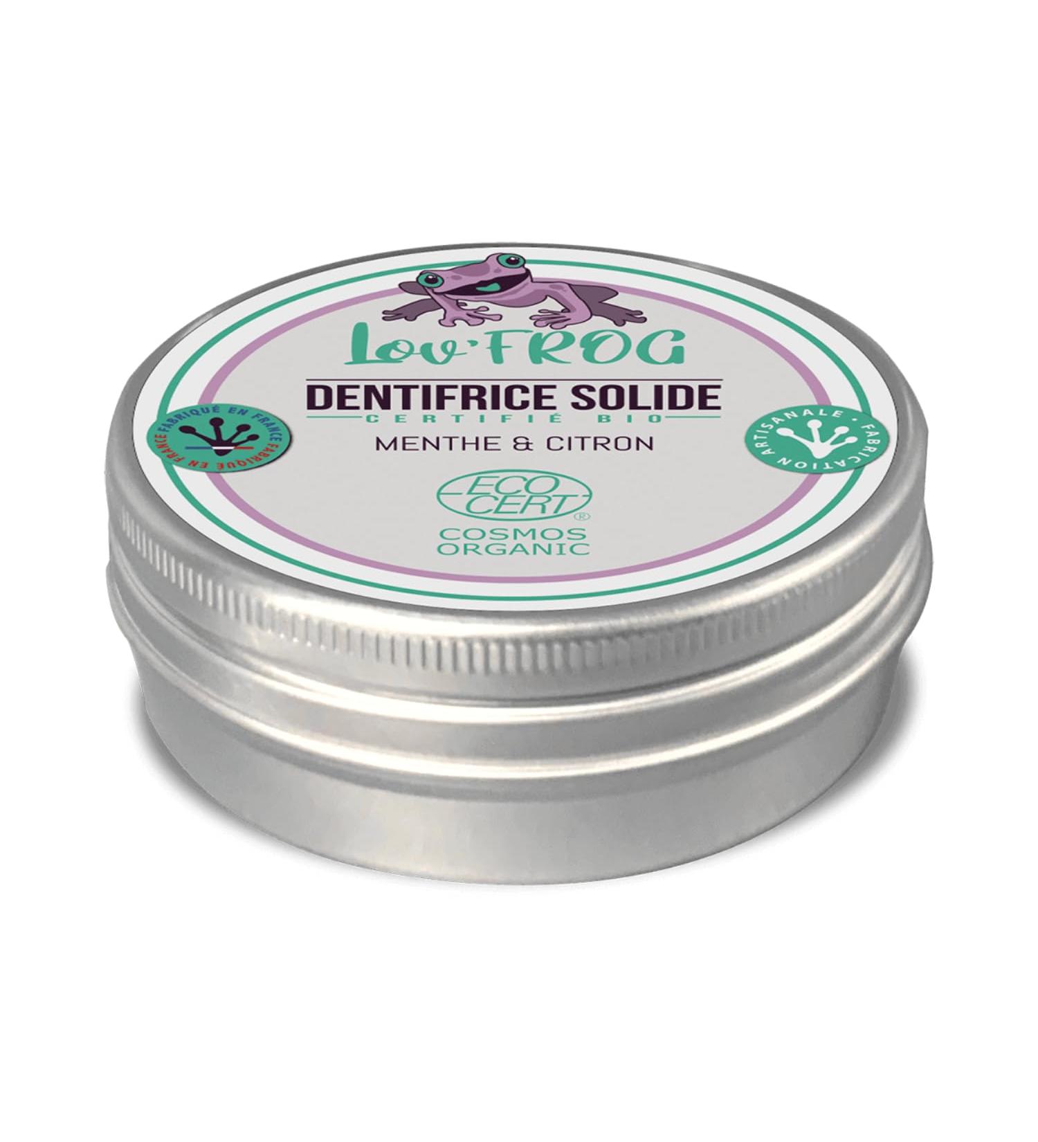 Lov'Frog - Solid Toothpaste - 100% natural ingredients - Easy to transport - Ecocert certified organic - 50g jar - Mint & Lemon - Buy Online on GoSupps.com
