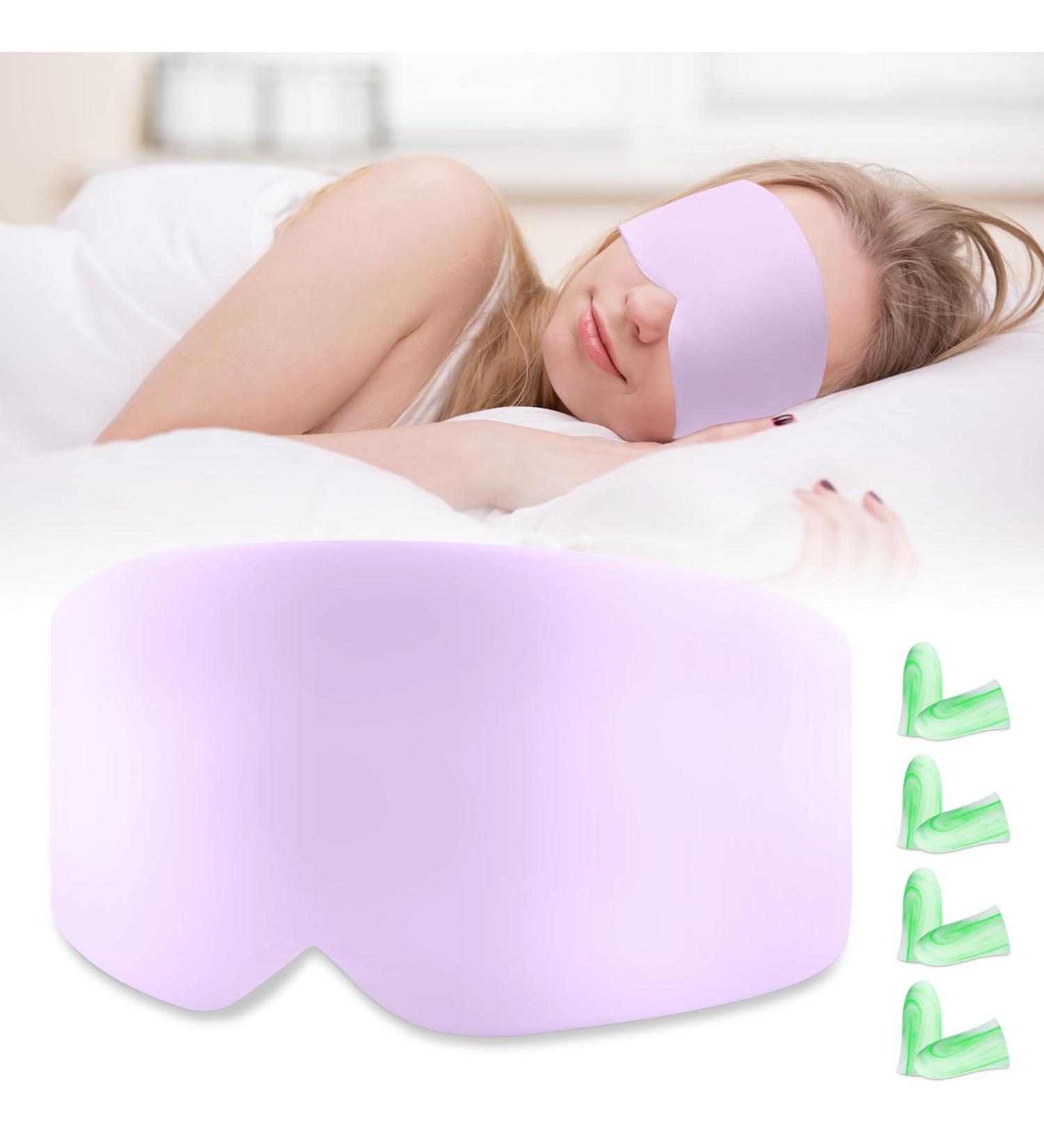 Sleep Mask & Hearing Protection Set - 1 Sleep Mask + 4 Ear Plugs | Soft Breathable Adjustable Travel Goggles for Men & Women - Purple - Buy Online on GoSupps.com