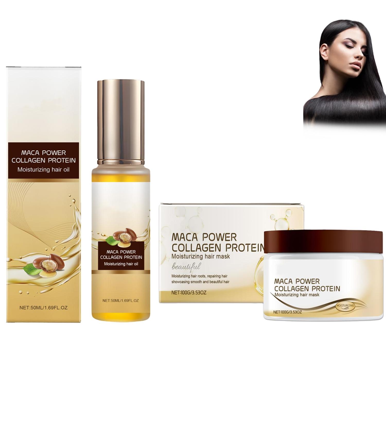 Grgowe Cheveux l'Huile Essentielle d'Argan+Masque Capillaire Au Collag ne Nourrissante Traitement Capillaire Au Collag ne Huile Essentielle d'Argan Marocaine Hydrate Les Cheveux Secs Et Cr pus - Buy Online on GoSupps.com