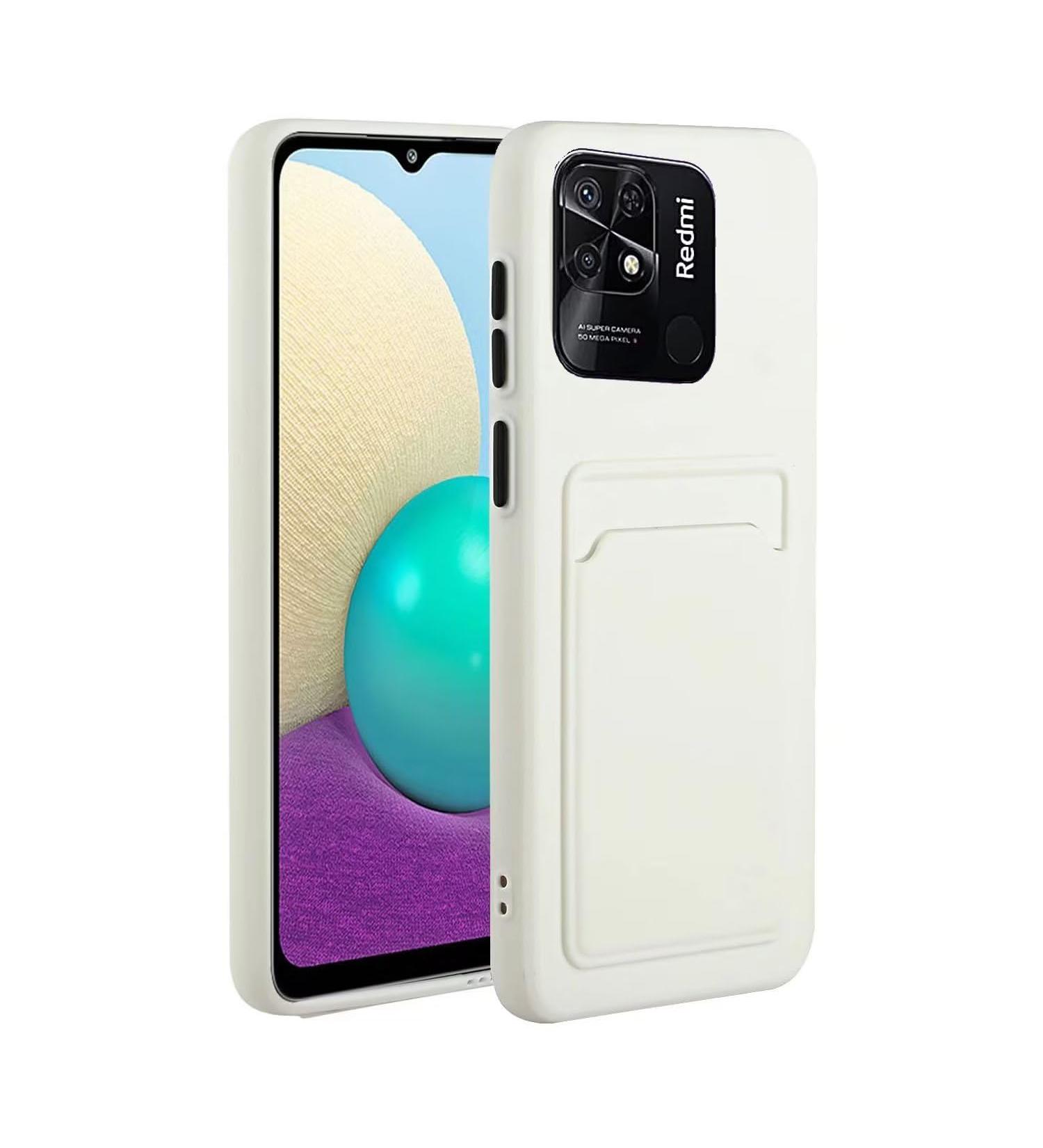 Tivenfezk Nadoli Silicone Case for Xiaomi Redmi 10C - Ultra Thin Shockproof Scratch-Resistant Wallet TPU Cover with Credit Card Holder - White - Buy Online on GoSupps.com