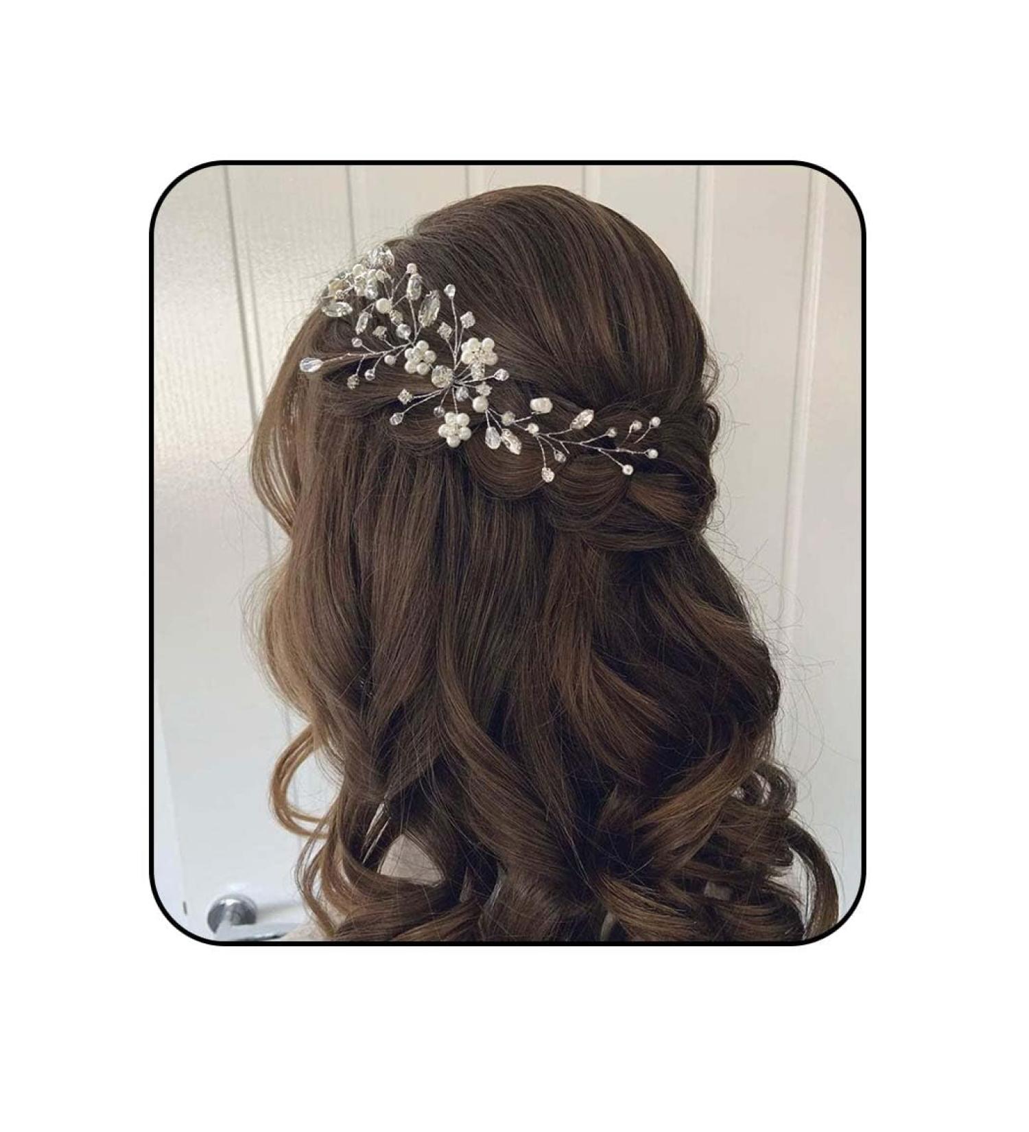 Unicra Bride Wedding Hair Vine Silver Crystal Headband Headpiece Flower Hair Accessories for Women - Buy Online on GoSupps.com
