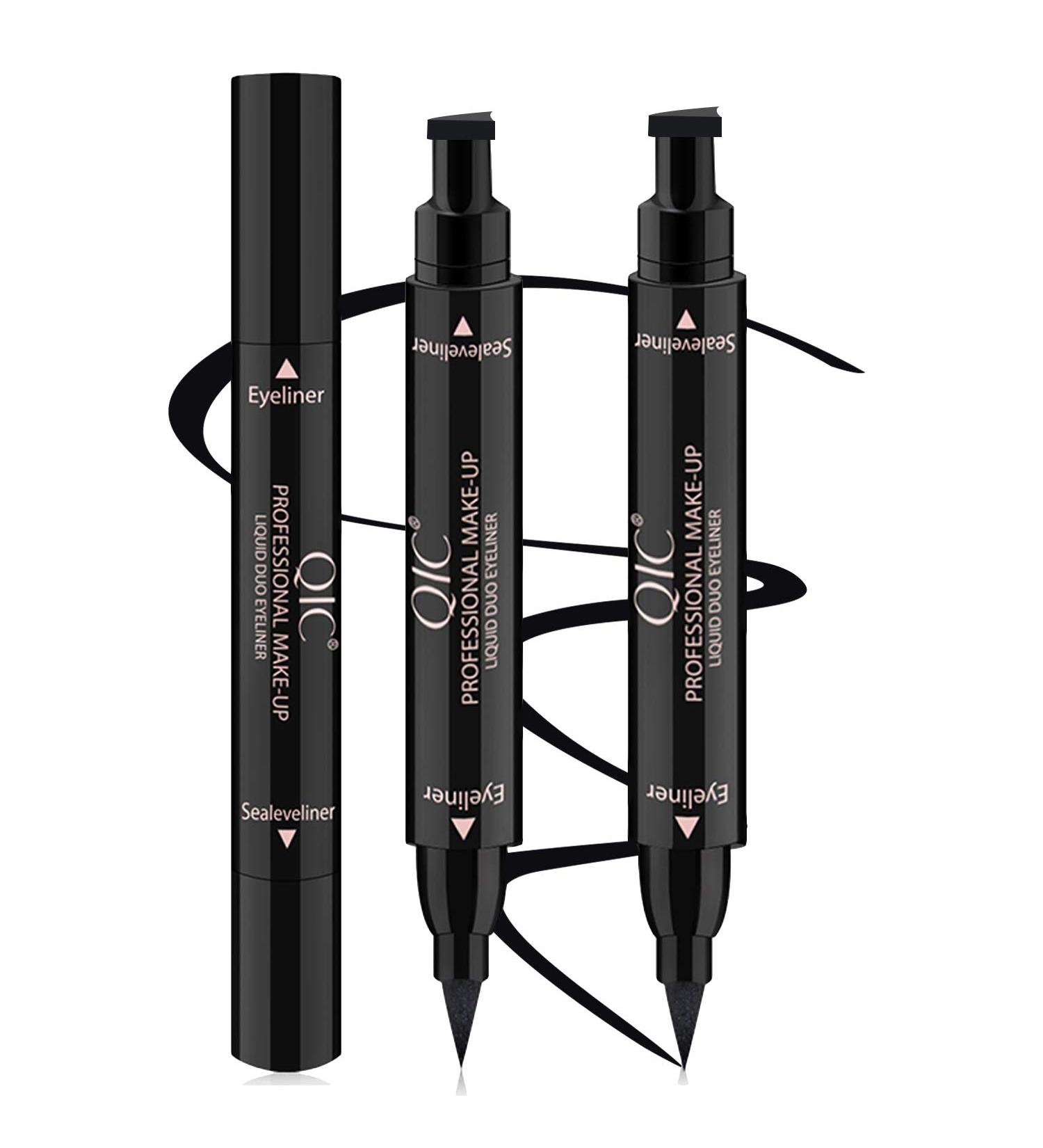 Winged Eyeliner Stamp Set - Dual Ended Waterproof Liquid Pen for Long Lasting Cat Eye Flick - Smudge Proof Vamp Style - 2 Sizes Included - Buy Online on GoSupps.com
